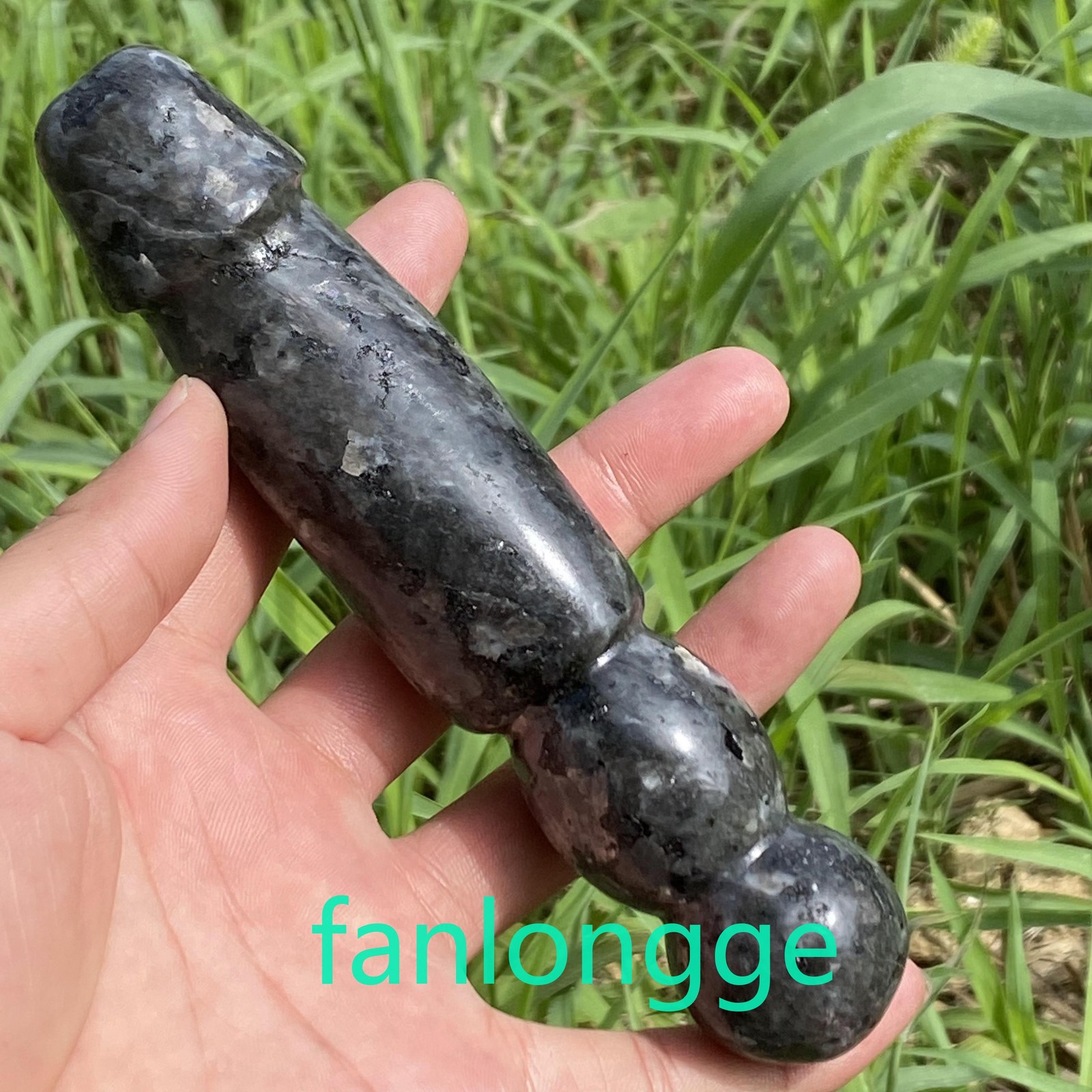 6.3in Natural Spectrolite Male Penis skull quartz crystal skull Reiki 1pc