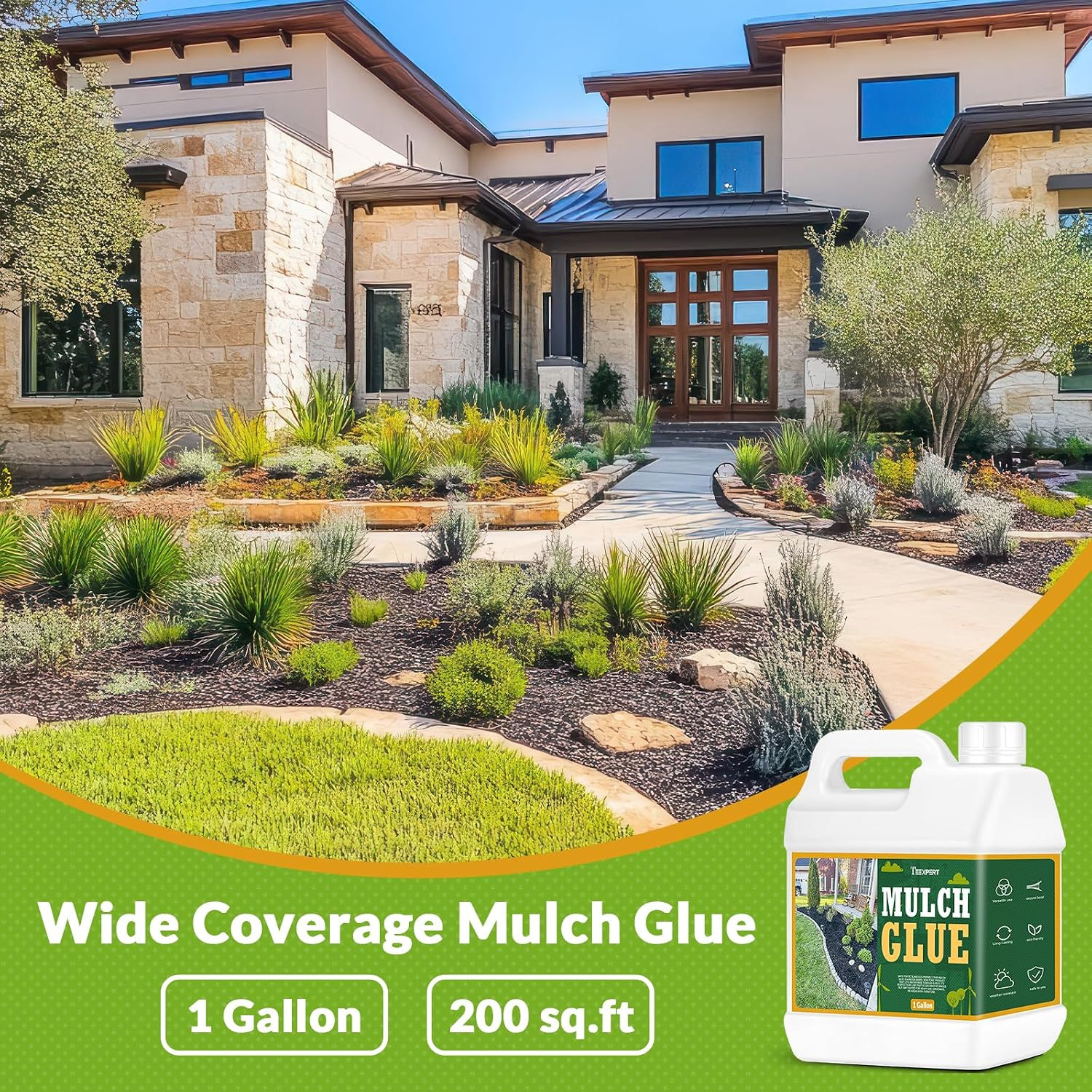 Mulch Glue for Landscaping, 1 Gallon Rock Glue for Landscaping Gravel Binder Adh