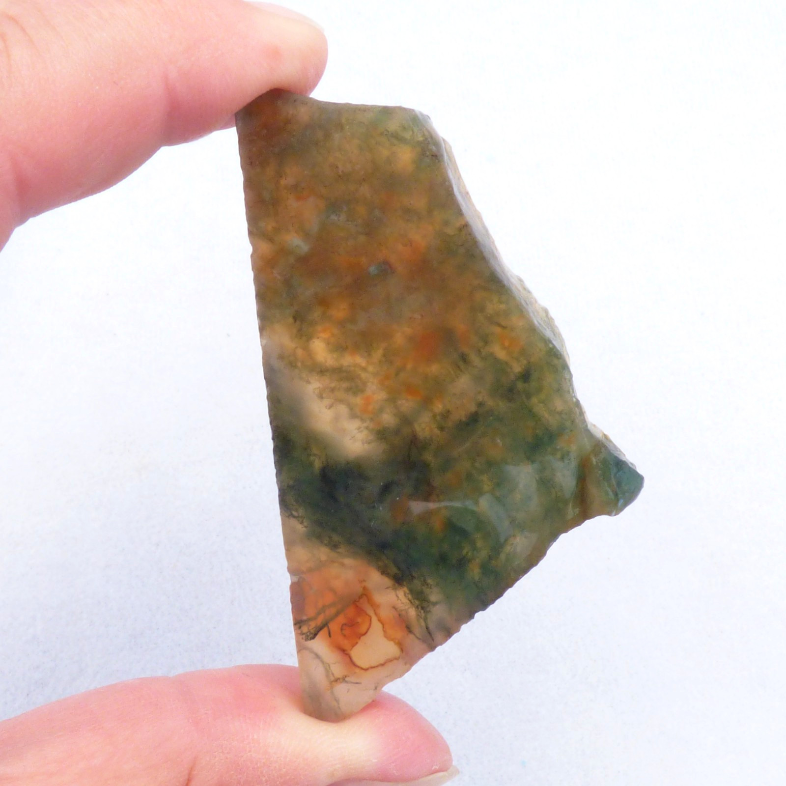 Red Green Moss Agate Slice UNPOLISHED For Collector or Lapidary 6.5cm x 3.5cm
