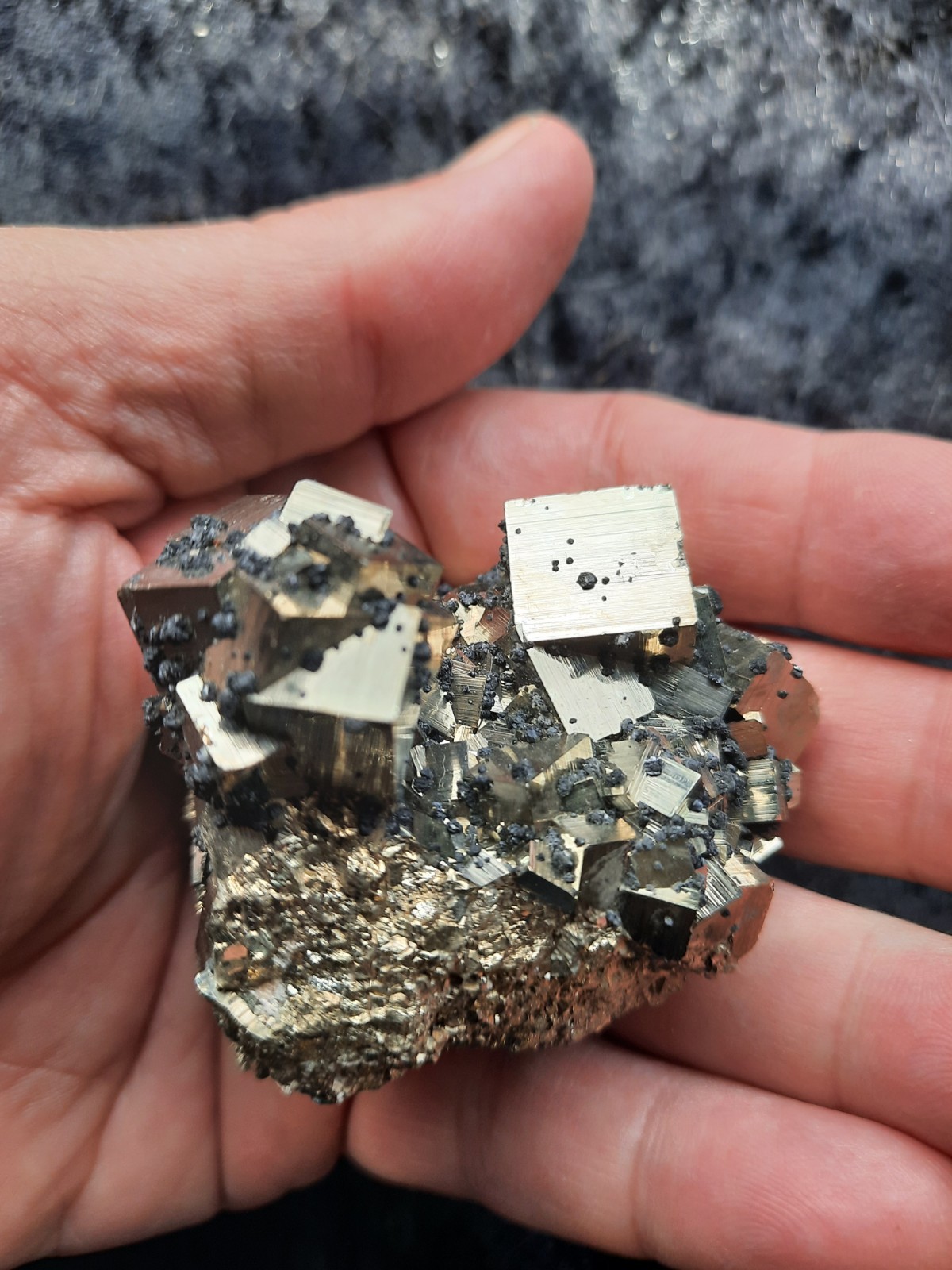 100% Natural High Quality PYRITE Crystal CUBE Cluster with SPHALERITE Peru 235gr