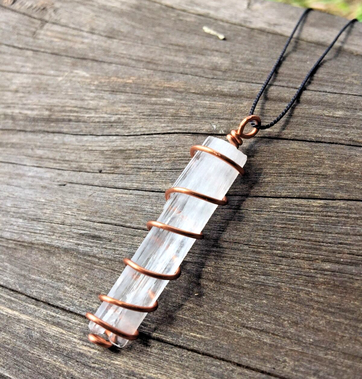 Natrolite Crystal Necklace Hand Wrapped in Copper! Synergy 12 Natrolite Pendant
