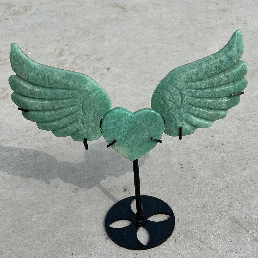 Natural Amazonite Angel of Love wings skull quartz crystal Healing Random+ Stand