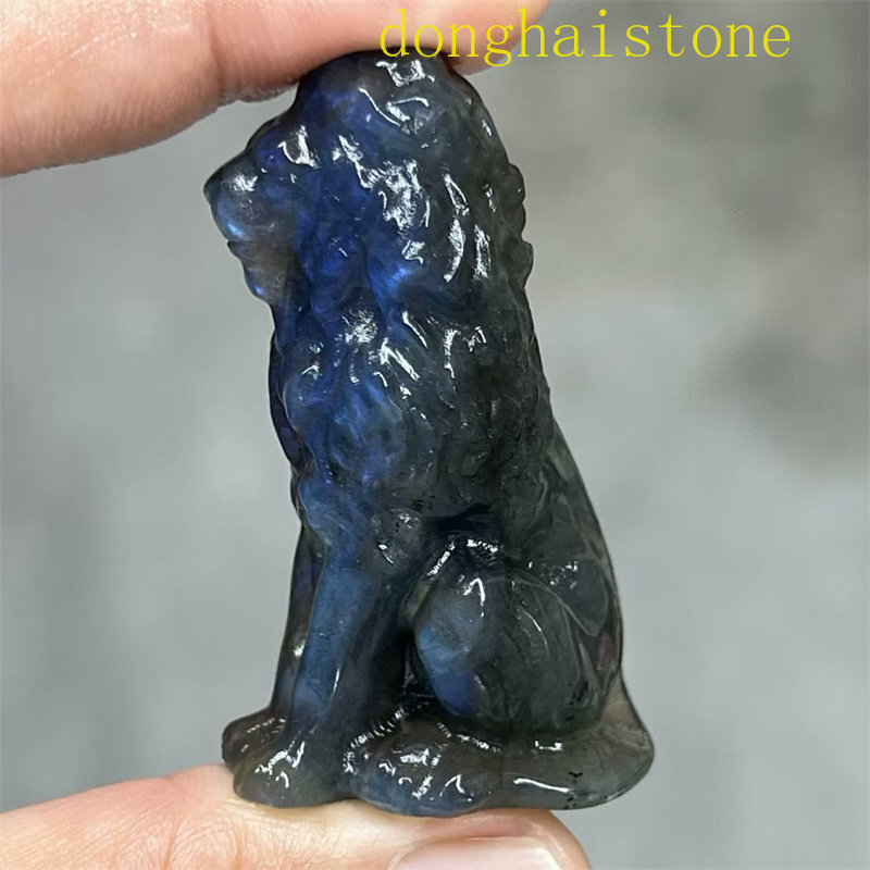 Top 1PC Natural labradorite Lion Skull gem Quartz Crystal Skull Figurines 2″
