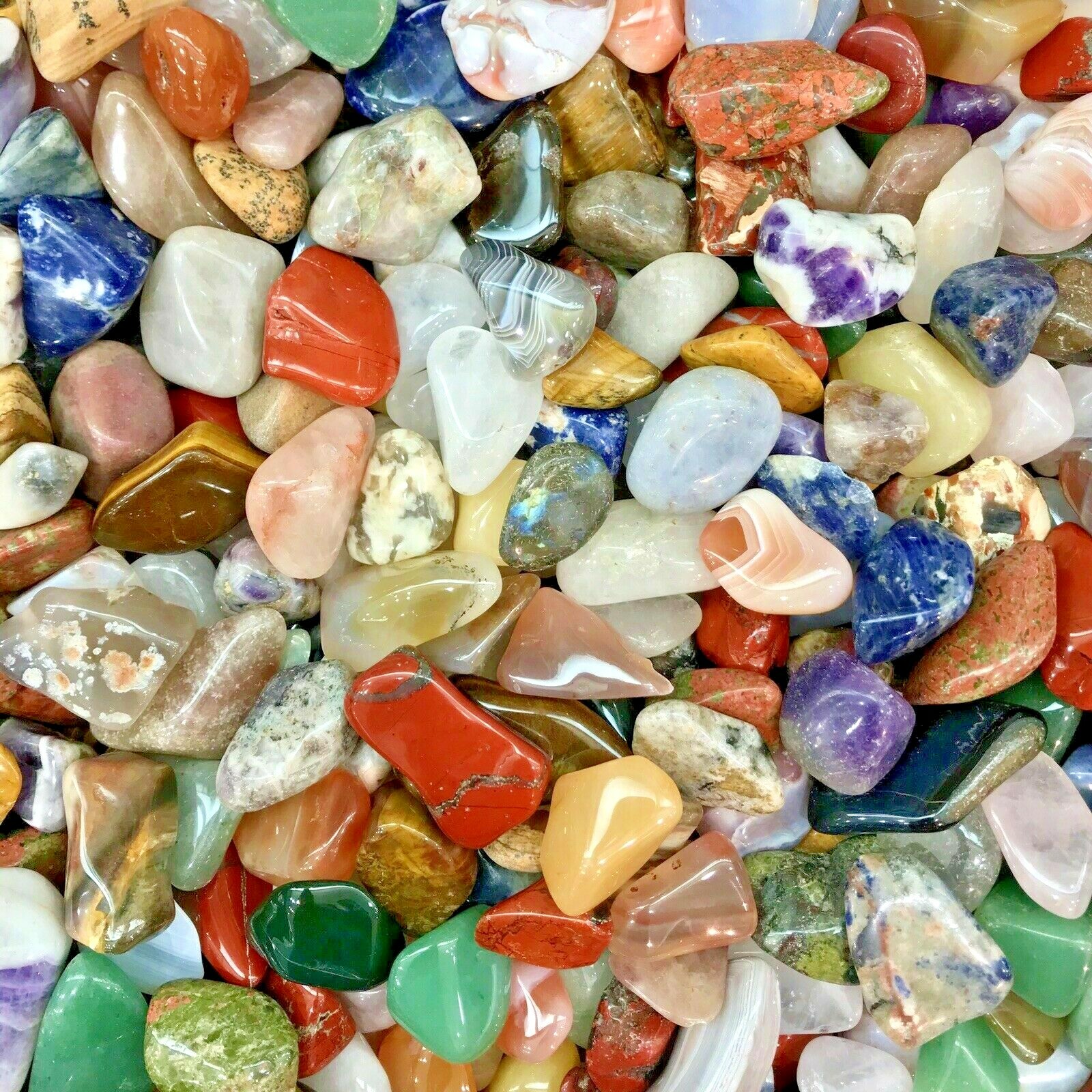 30-50 colorful Mixed Natural Assorted bulk tumbled Gem stone mix 1/4lb