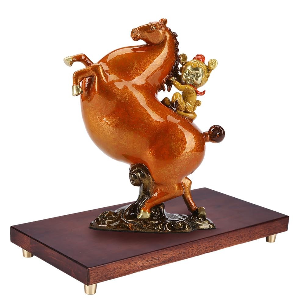 Chinese Rectangular Solid Wooden Tray Pedestal Brass Statue Vase Fishbowl Tea…