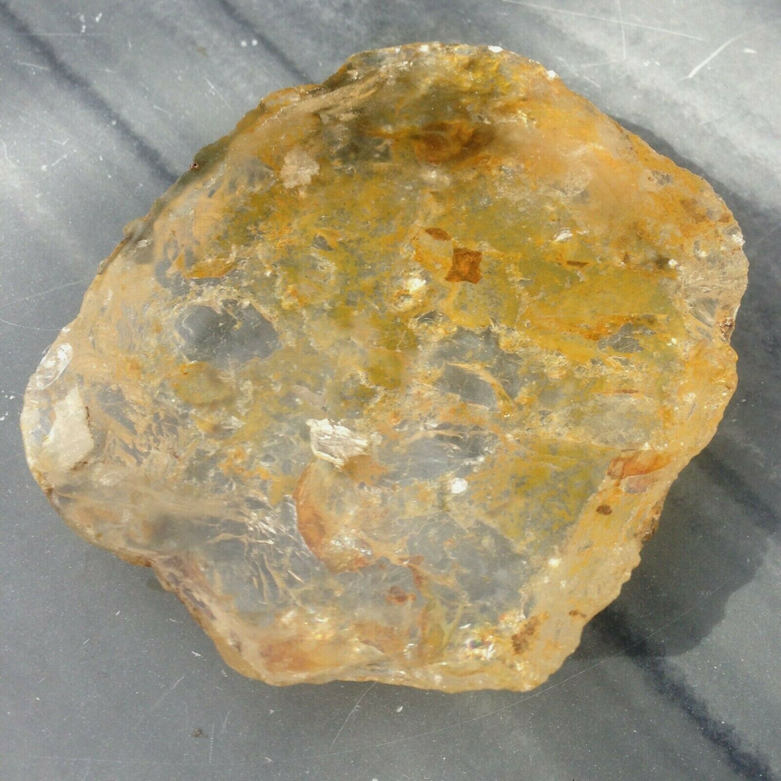 Clear Quartz Crystal Alluvial Rock Part Polished Pebble 322g 10×8.31×2.4cm