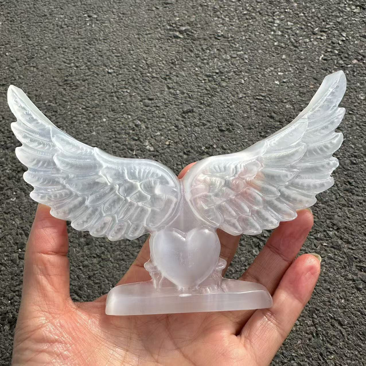 1pc Natural selenite Crystal clear gypsum angel wing love healing gift