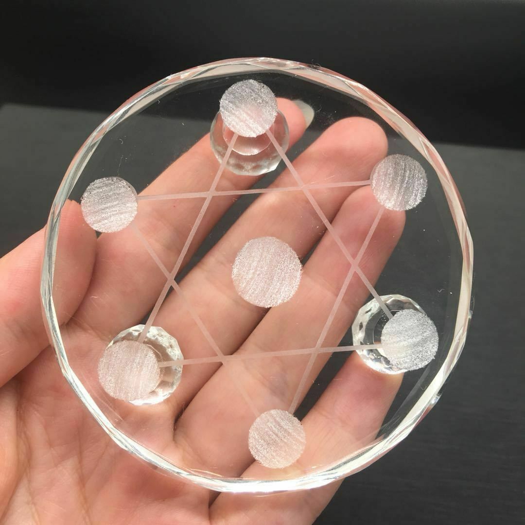 Asian Clear Polished Star Array Plate Quartz Crystal Healing Balls Sphere Stand