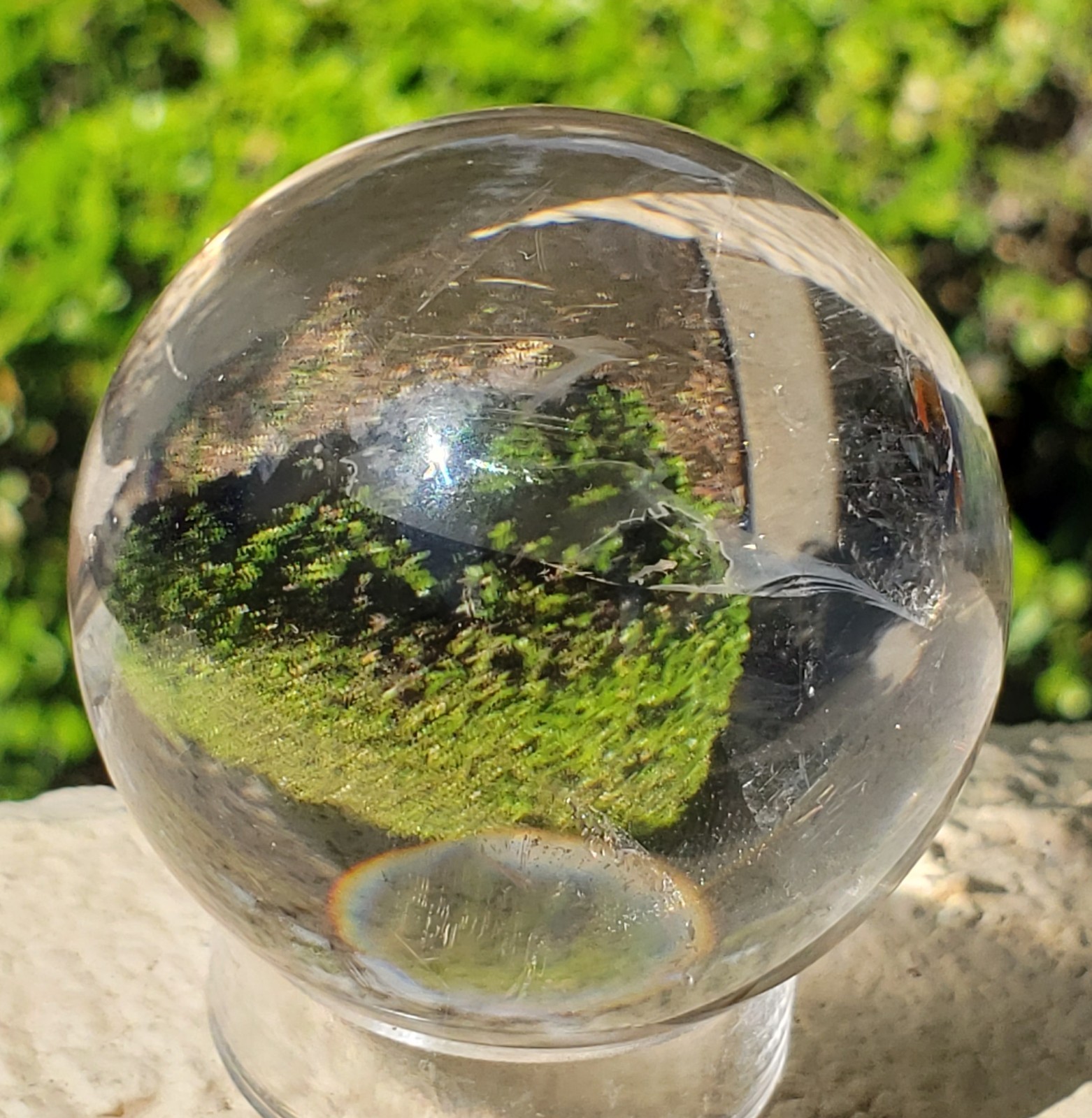 1.85″ Natural Clear Quartz Sphere Orb Ball Rainbows, 148g or 5.2 oz