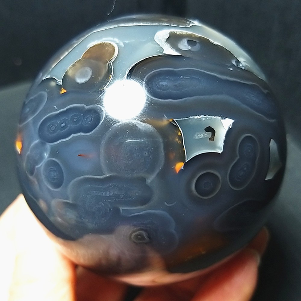 RARE 526G Natural Polished Colorful Agate Stone Ball Healing Madagascar A4723