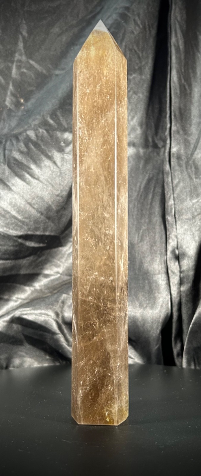 9.2″ Gold Rutile Smoky Quartz Tower 1lb 1.1oz (485 grams)