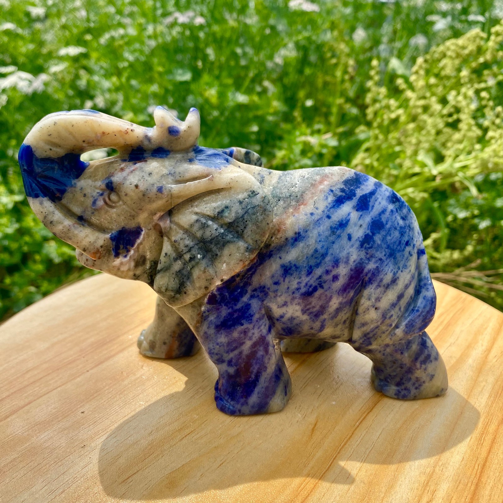 1.9LB Natural lapis lazuli quartz carving elephant spiritual healing