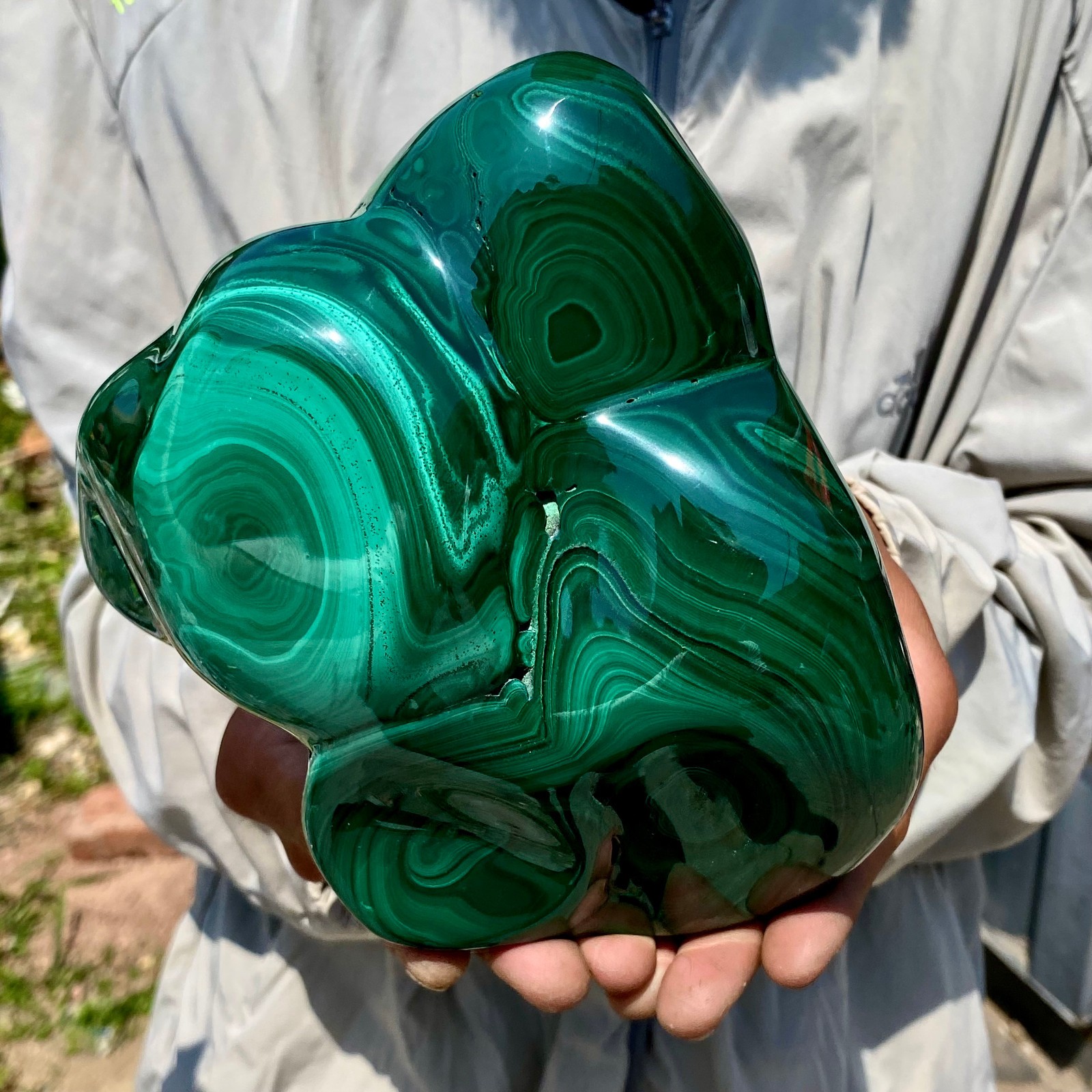 5.93LB Natural glossy Malachite transparent cluster rough mineral sample