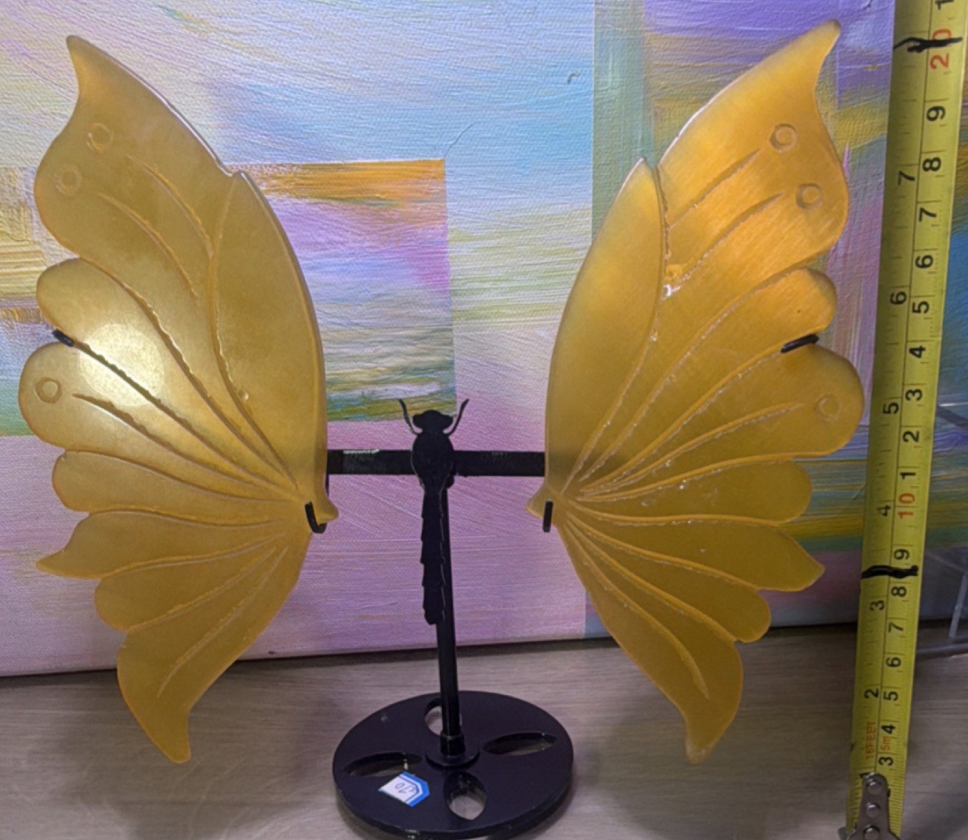 Cristal stone honeycomb dragonfly wings 12″ x 10″ ￼with stand