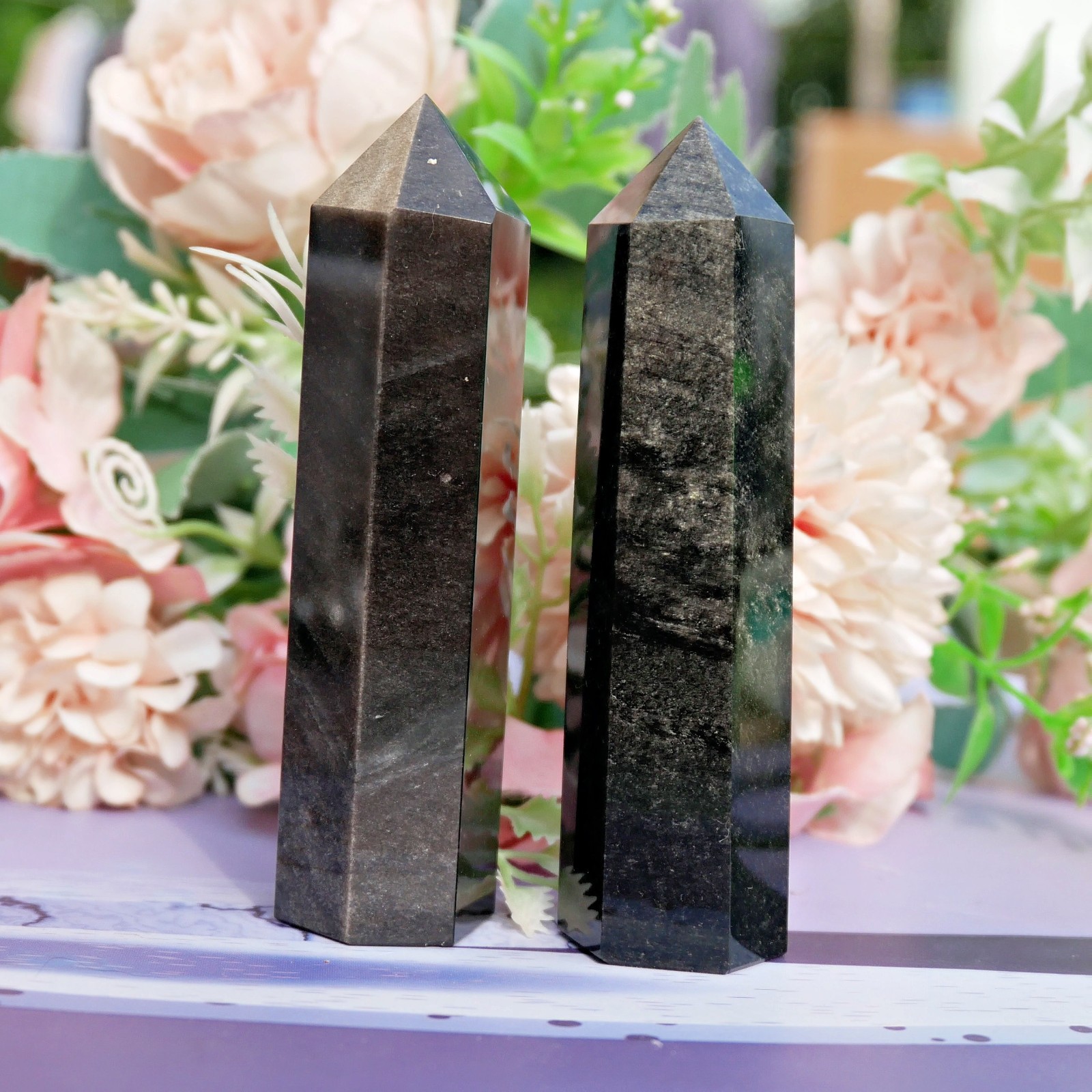 Wholesale 1 LB Silver Sheen Obsidian Points Bulk Lot Crystal Healing Wand Resale