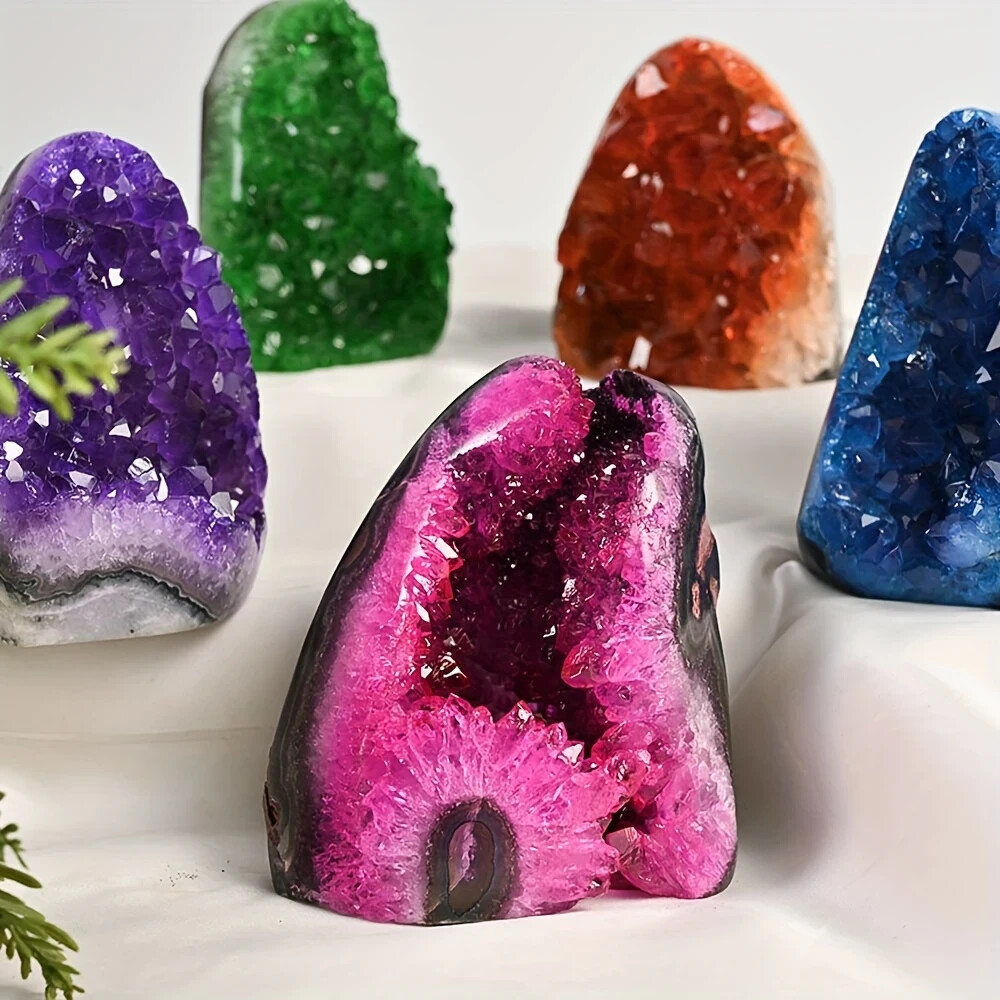 Crystal Geode Rocks Cluster Quartz Stone Mineral Crystal Rock 200-300g Green