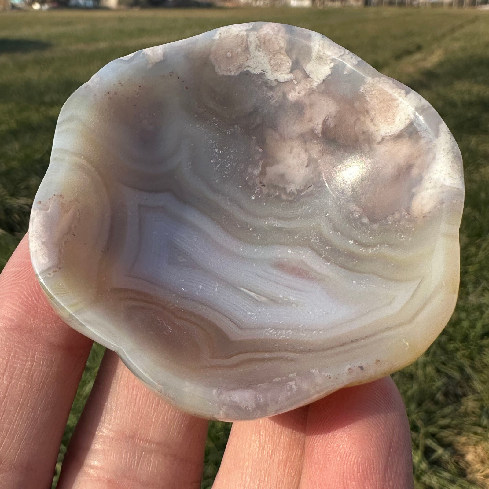 Natural Sakura Agate Bowl Quartz Specimen Skull Crystal Reiki Healing Gift 1PC