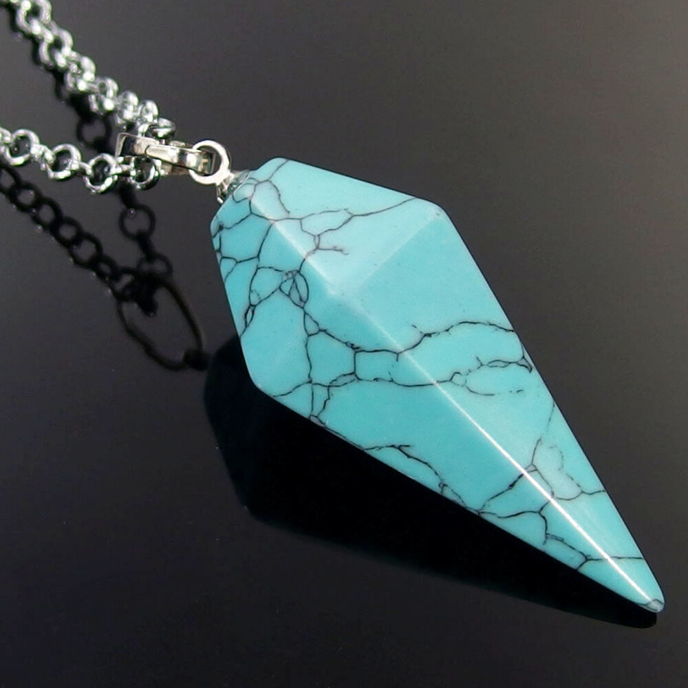 Cone Pendulum Natural Crystal Gemstone Hexagonal Point Pendant Energy Healing