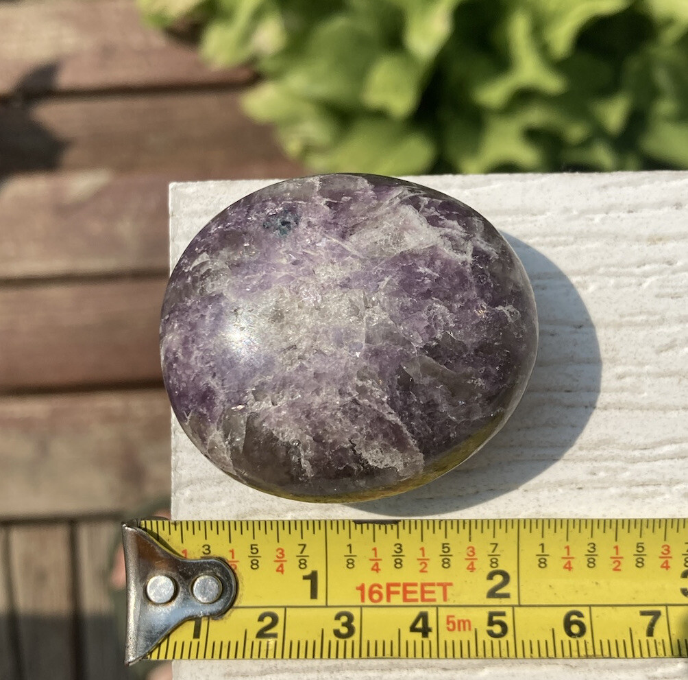 Handmade Polished LEPIDOLITE & INDICOLITE Crystal Palm Stone MADAGASCAR 1.8″