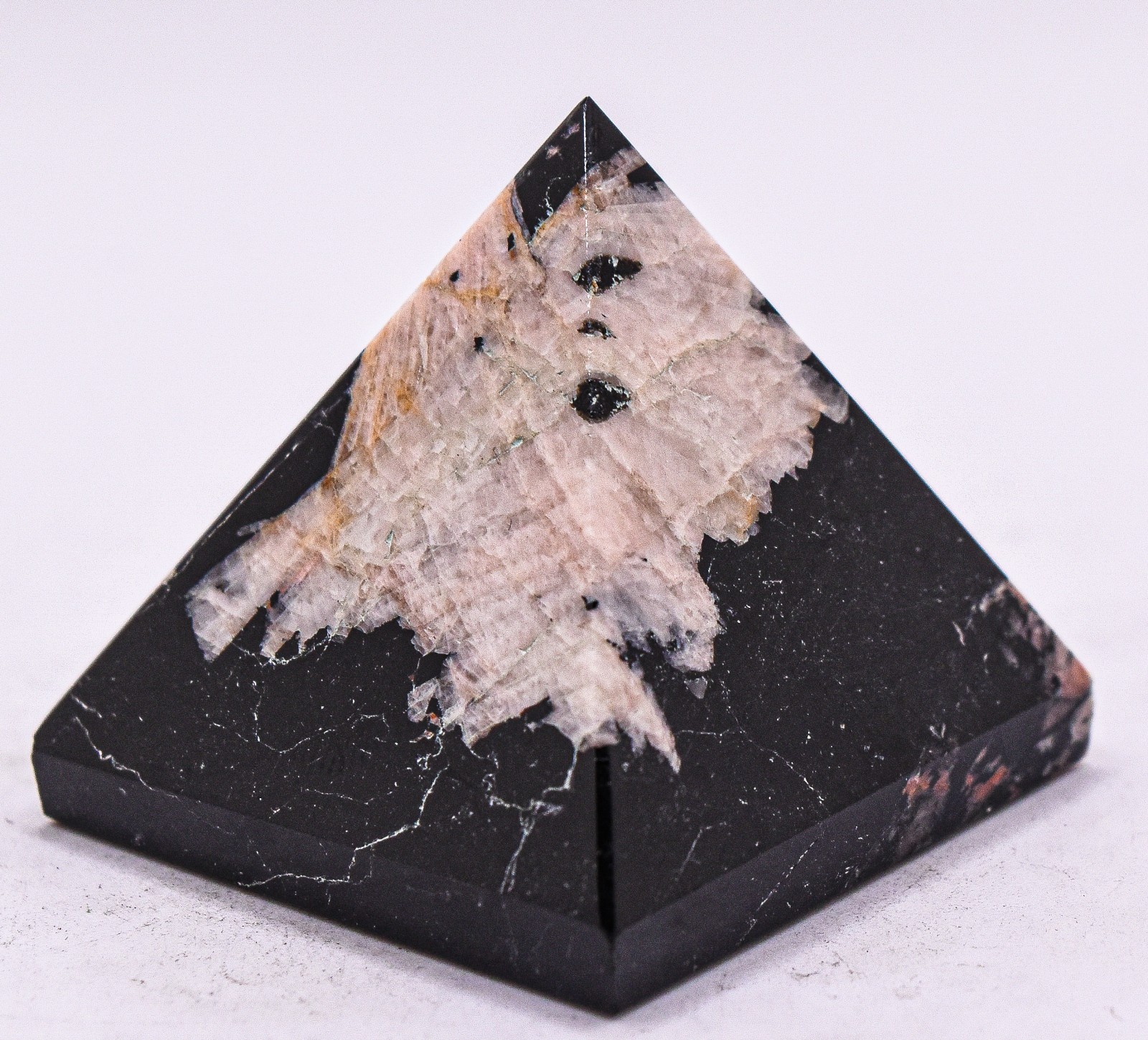 37mm 65g Black Tourmaline w/ Orthoclase Pytramid Polished Narural Stone – Africa