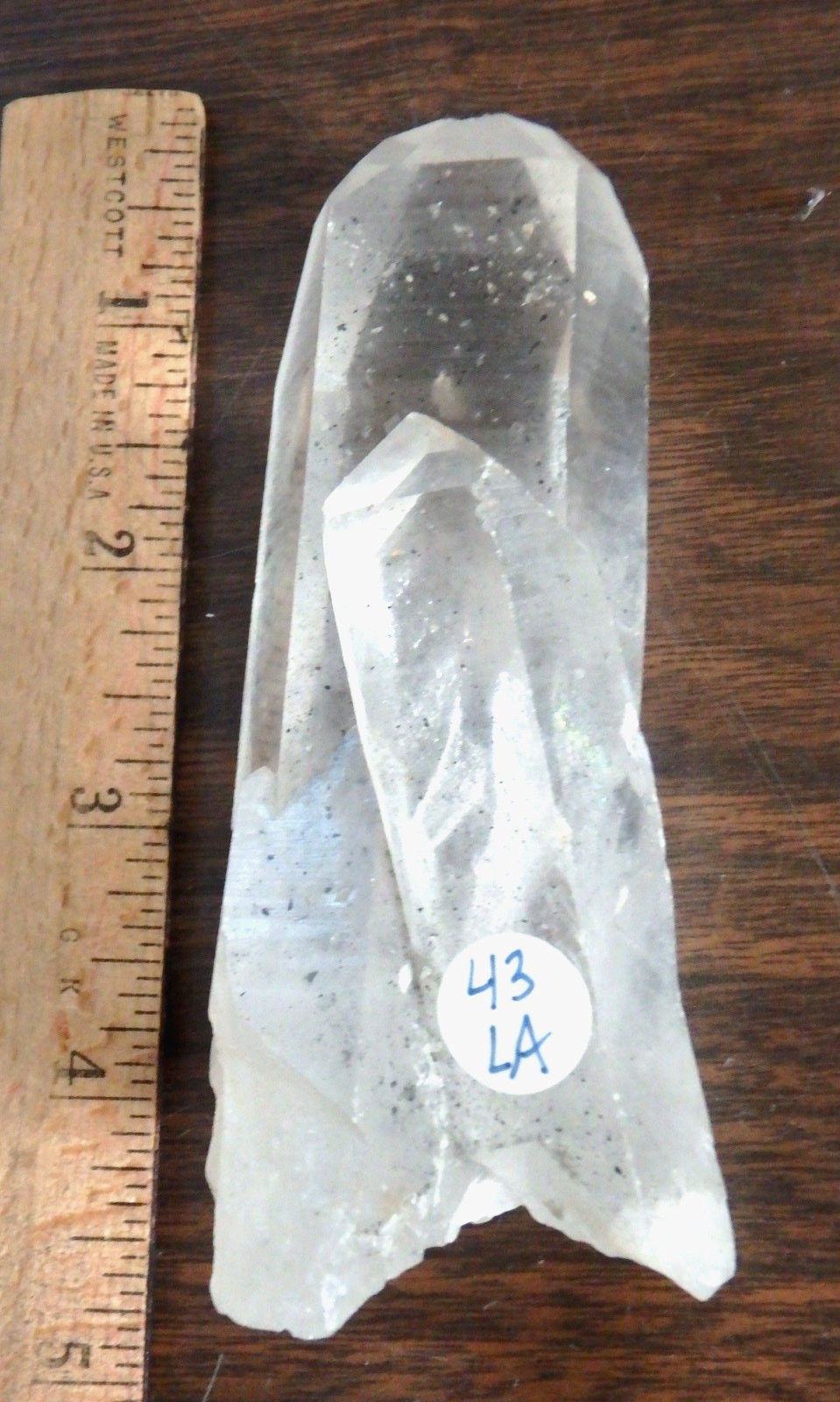 Crystal Twin Quartz Point $43 All Natural with Key Etchings 204.8 grams Rocket