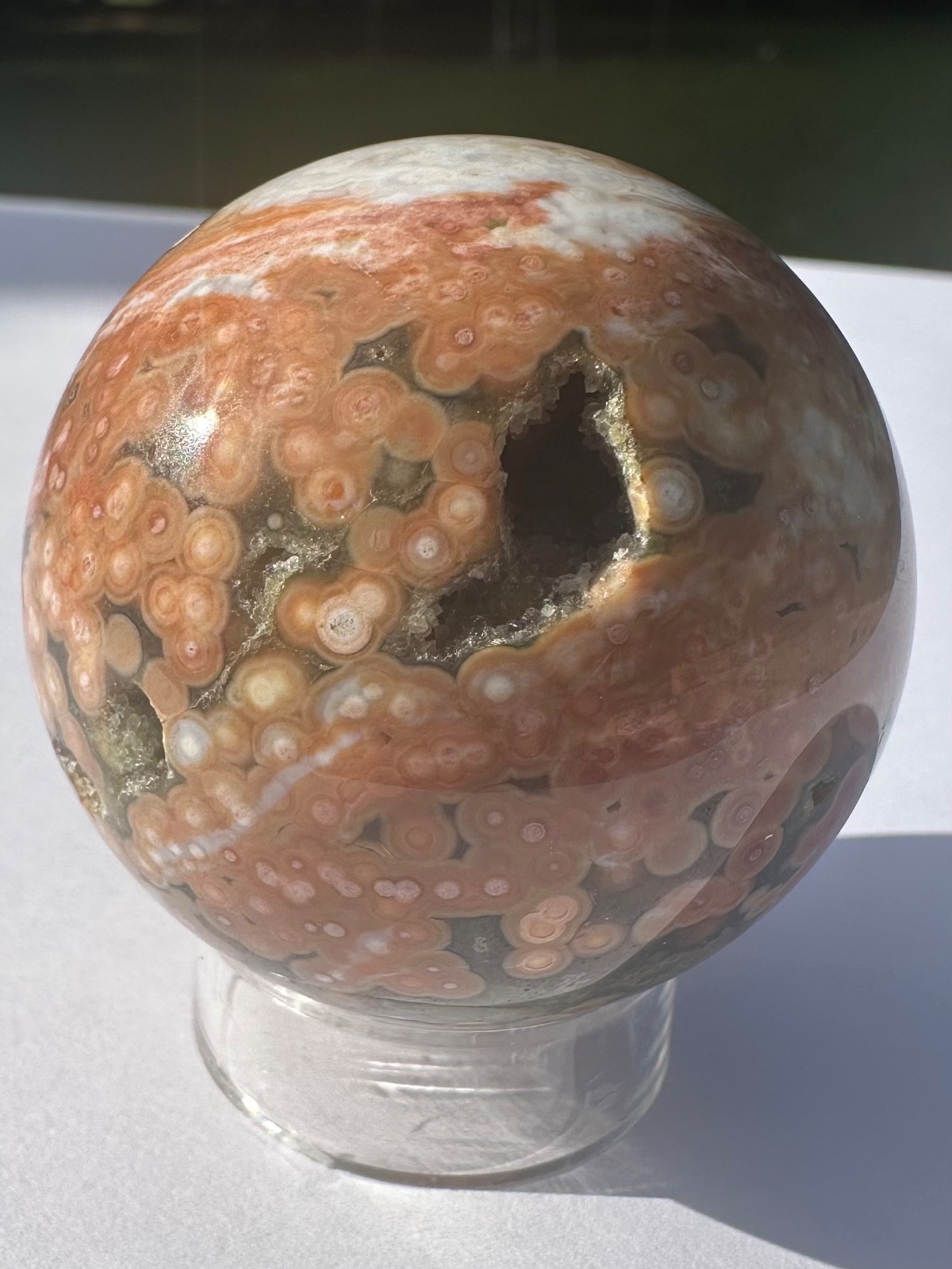 165g natural druzy orbicular ocean jasper 8th vein polished crystal ball