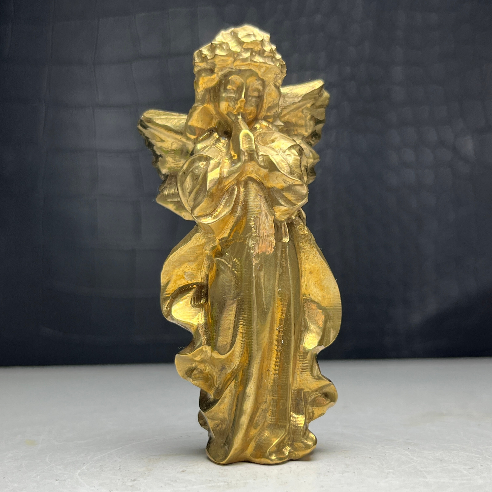 Natural Crystal Mineral Specimen.Brass. Hand-carved Angell. Gift. BP