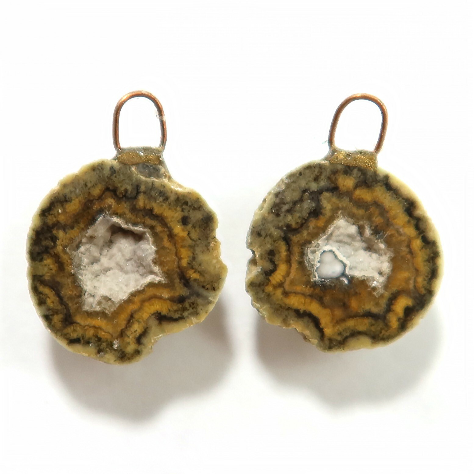 Distressed Tabasco – Tiny Mexican Geode Polished Halves with Ring TABD10
