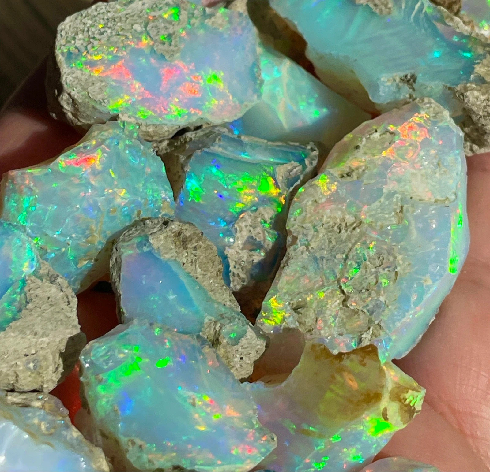 50Ct Natural Ethiopian Jumbo Welo Fire Opal Rough Specimen Gemstone 9-16 Pcs Lot