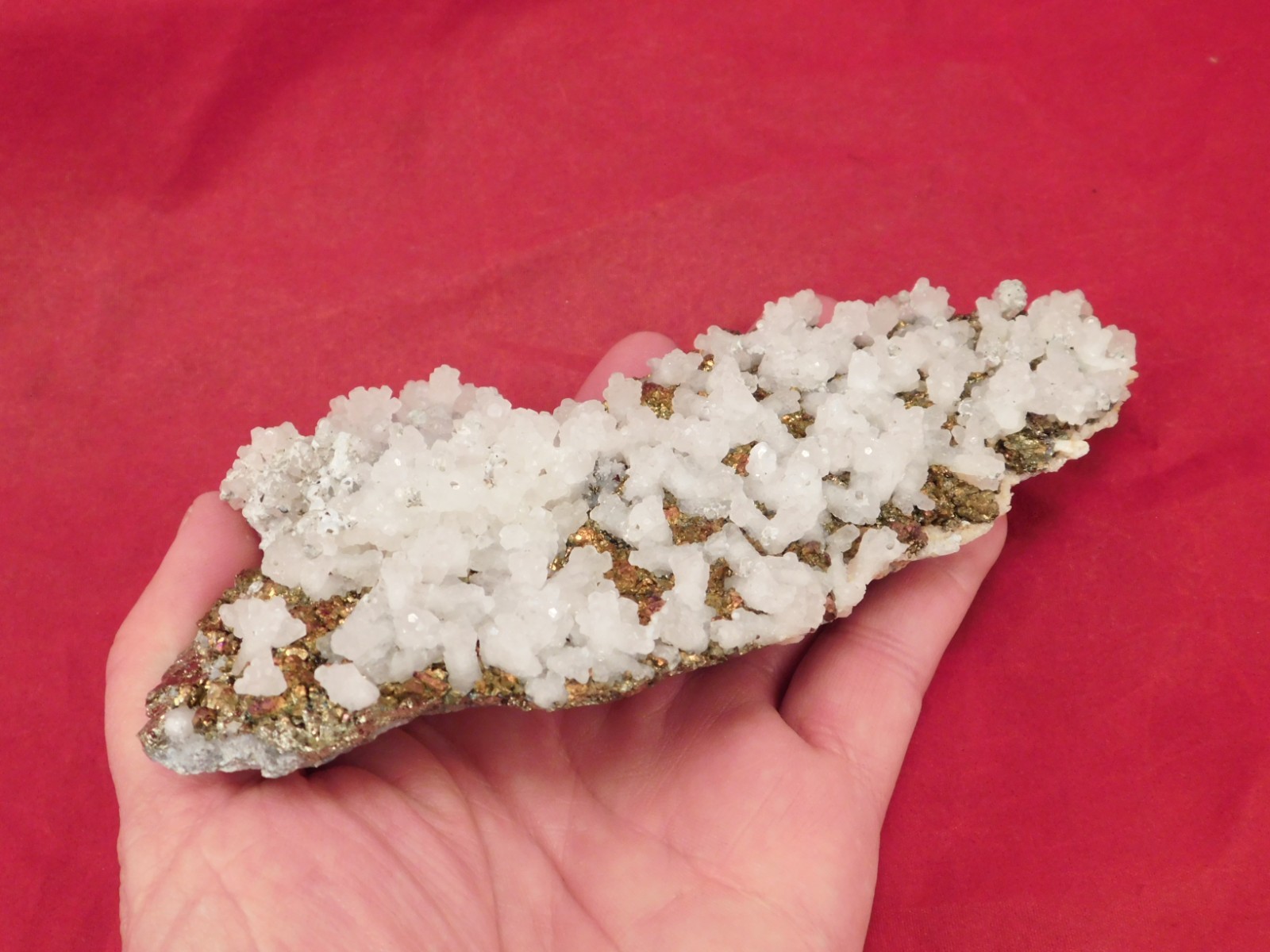 Big! MARCASITE Crystal Cluster with Fluorescent Calcite Crystals Mexico 538gr