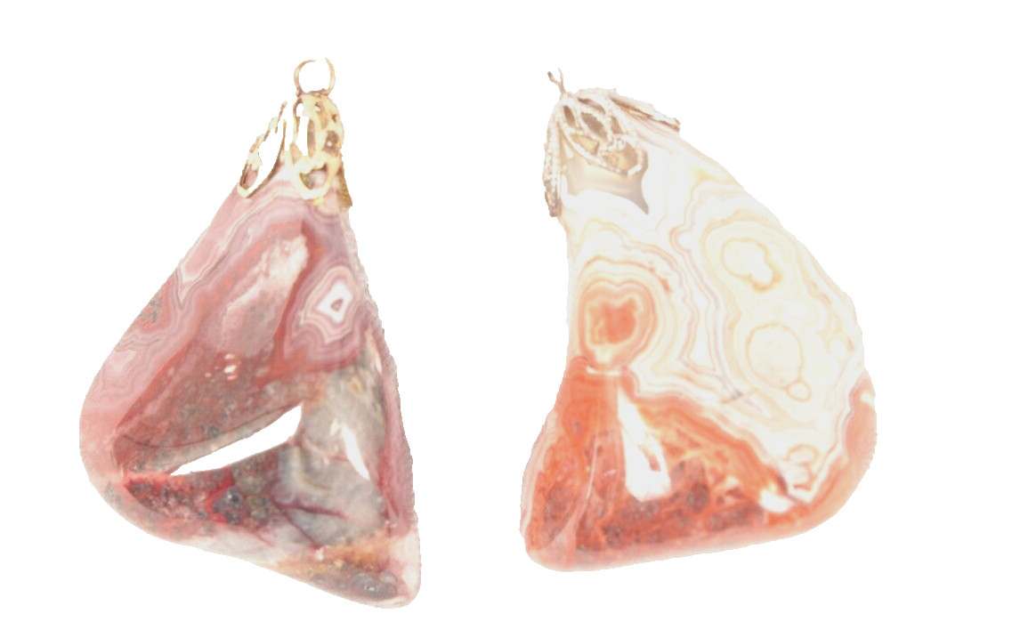 2 Polished Jasper Pendants One Pink One Dark Red