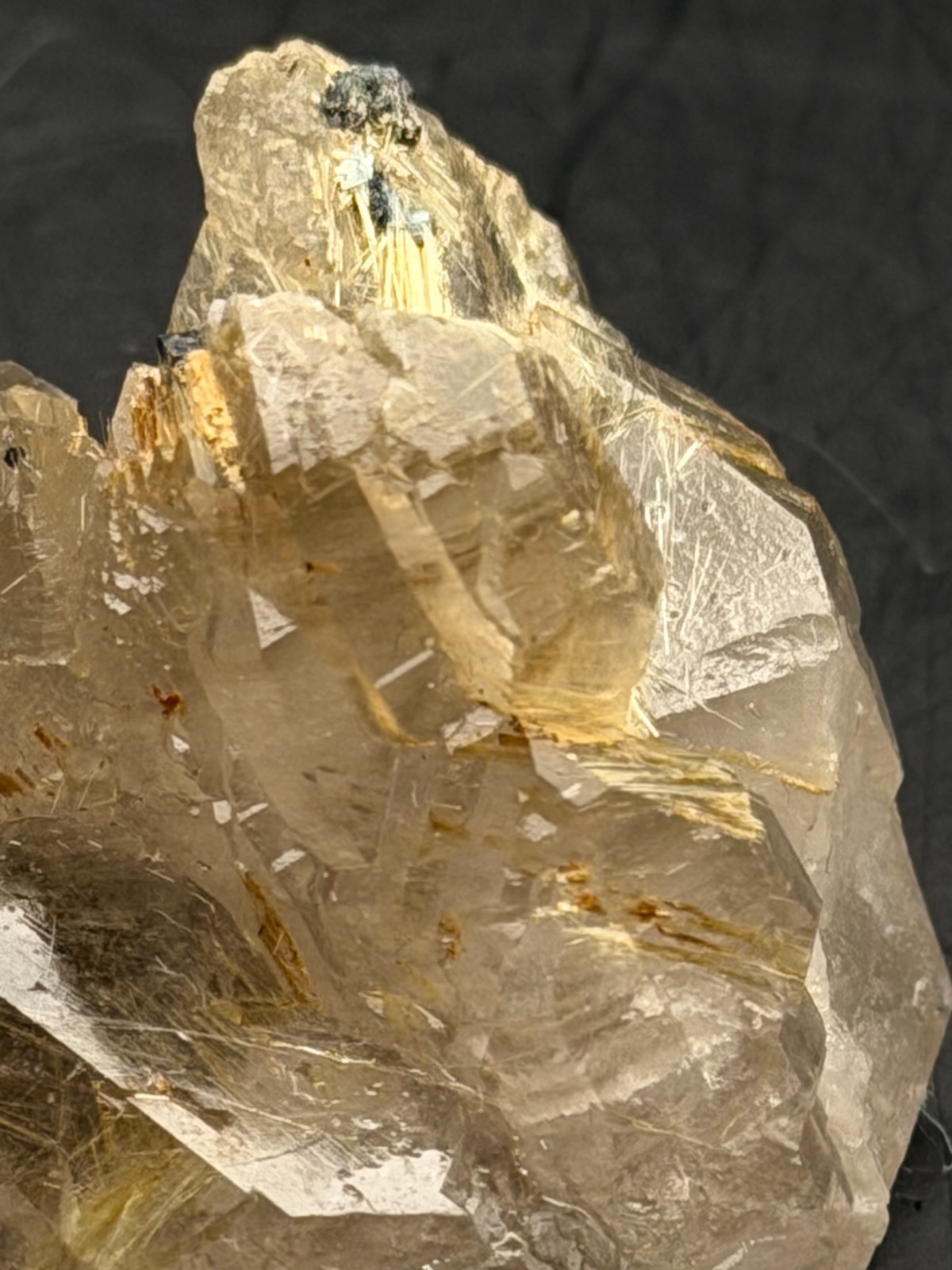 Golden Rutilated Quartz Cluster with Both Internal and External Rutile Sprays