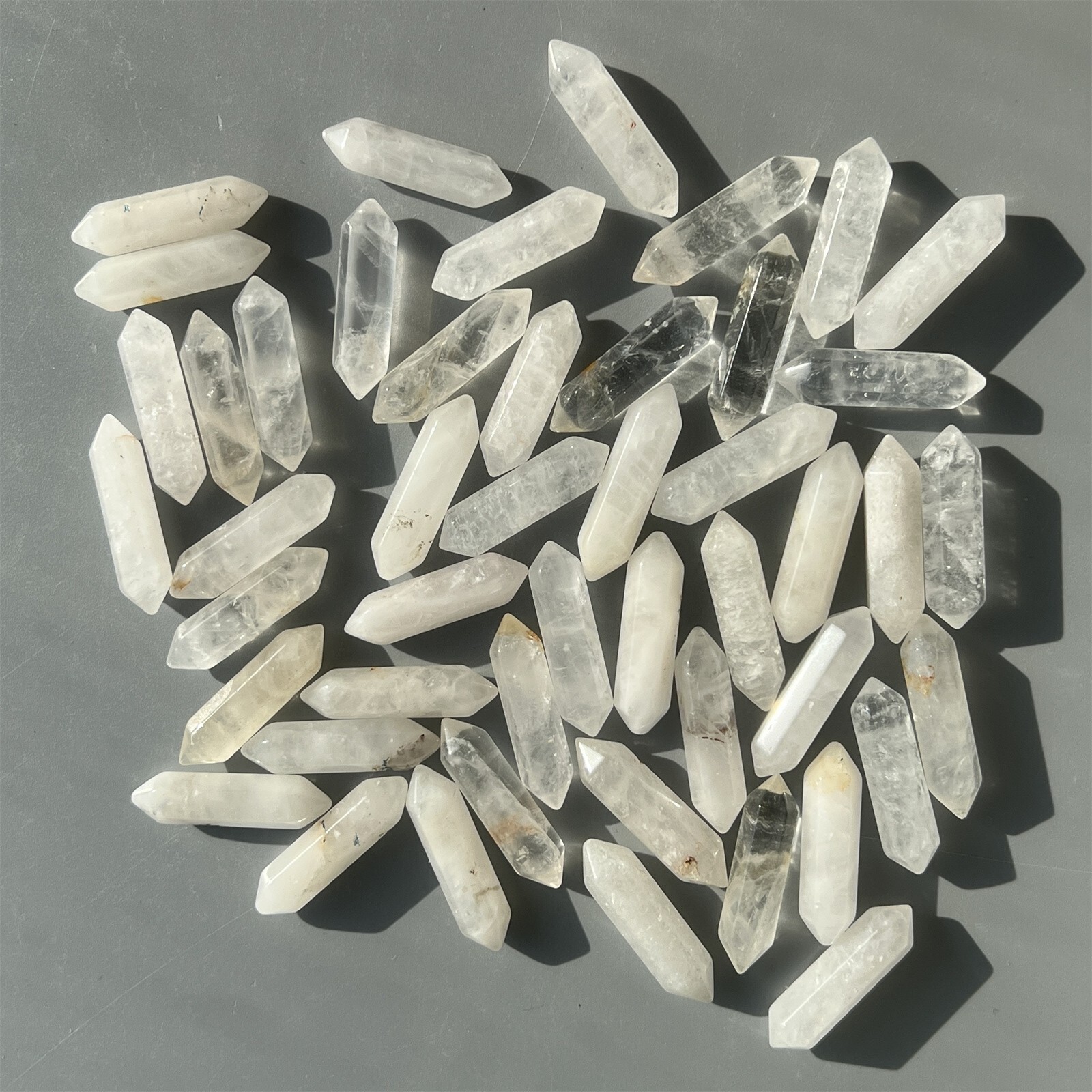 10pcs natural clear quart obelisk quartz crystal wand double point reiki healing