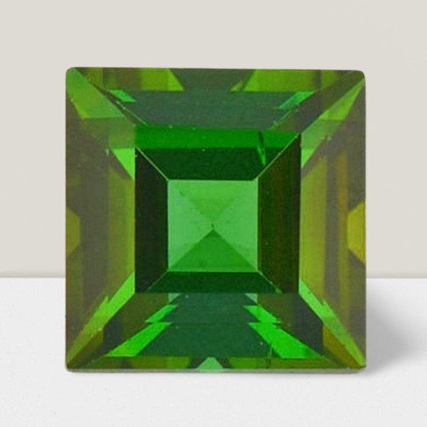 Green Tourmaline Square Cut Gemstone 5 Cts – 12 mm Flawless Loose Gem
