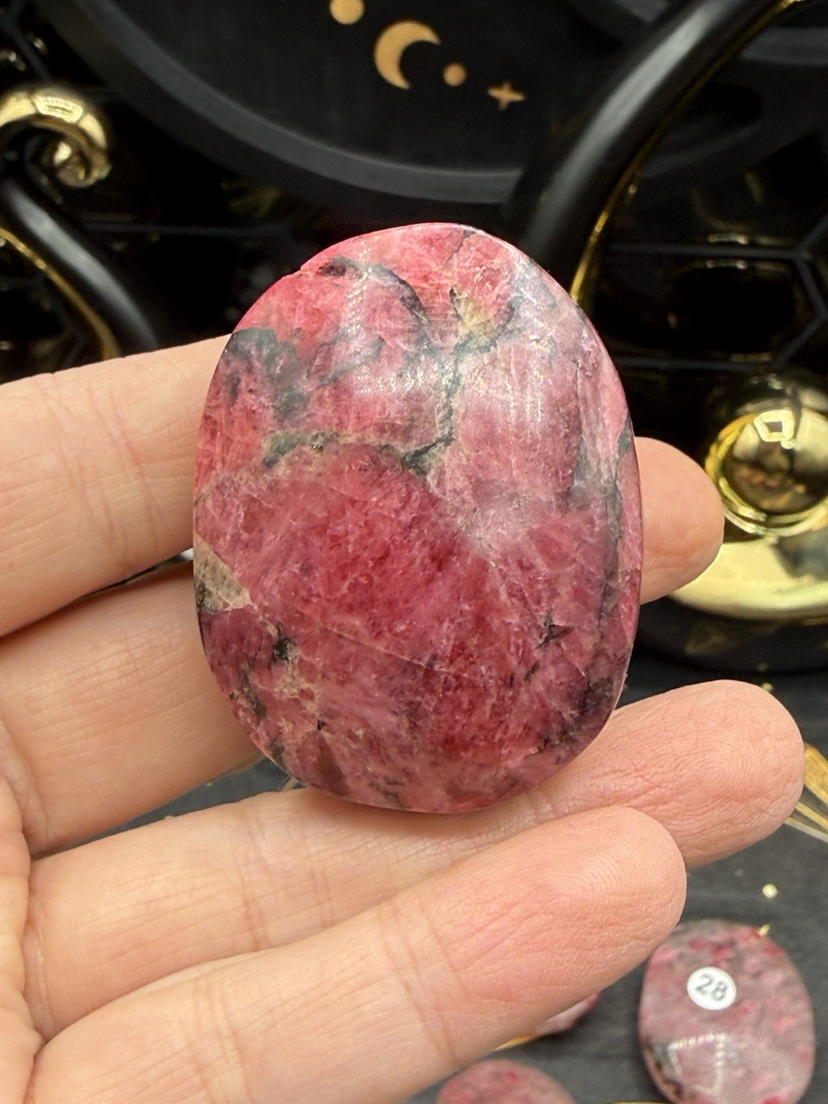 Natural Rhodonite in Quartz small Palm stones Free shipping