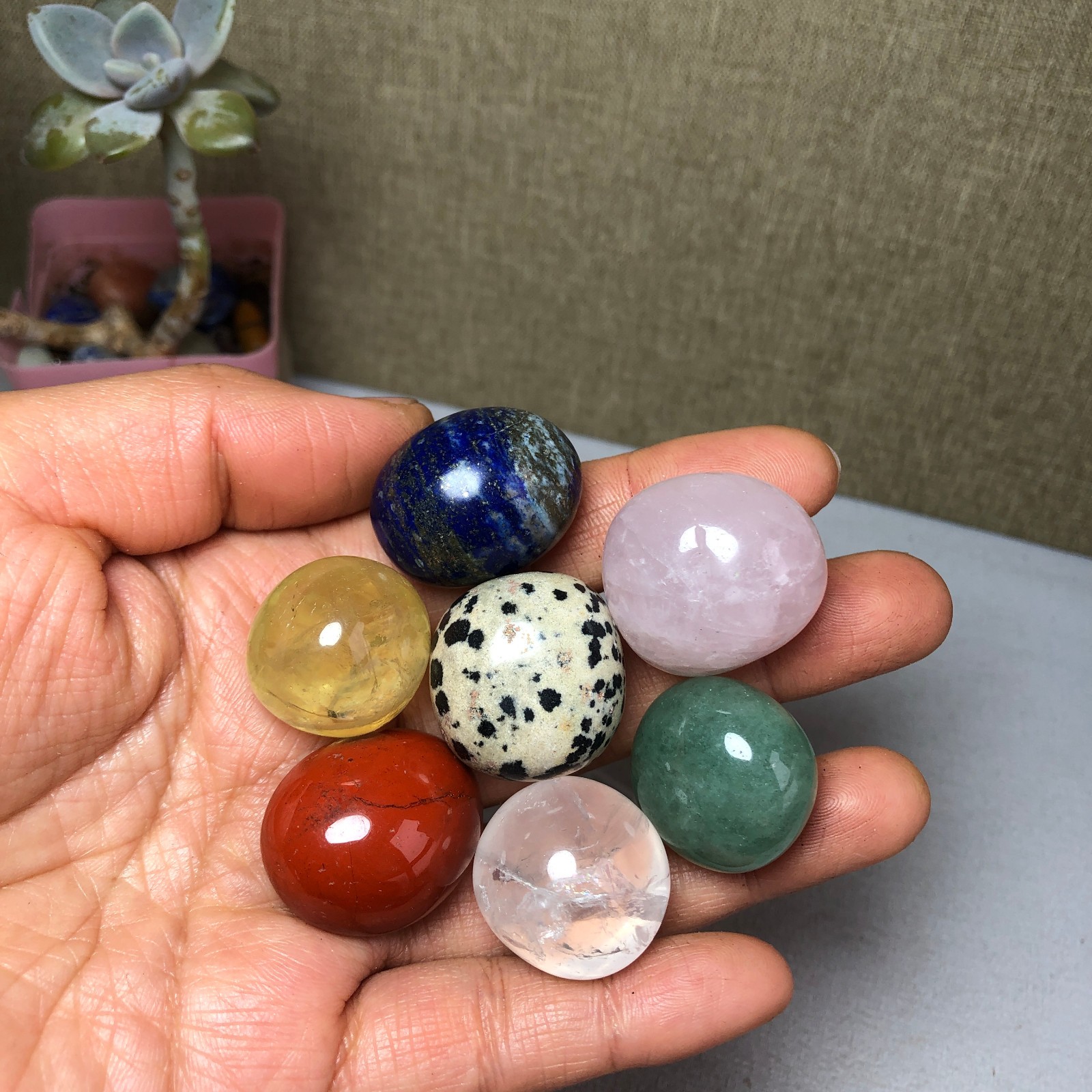 Natural seven different types of crystals Seven Star Array Specimen Base A3021