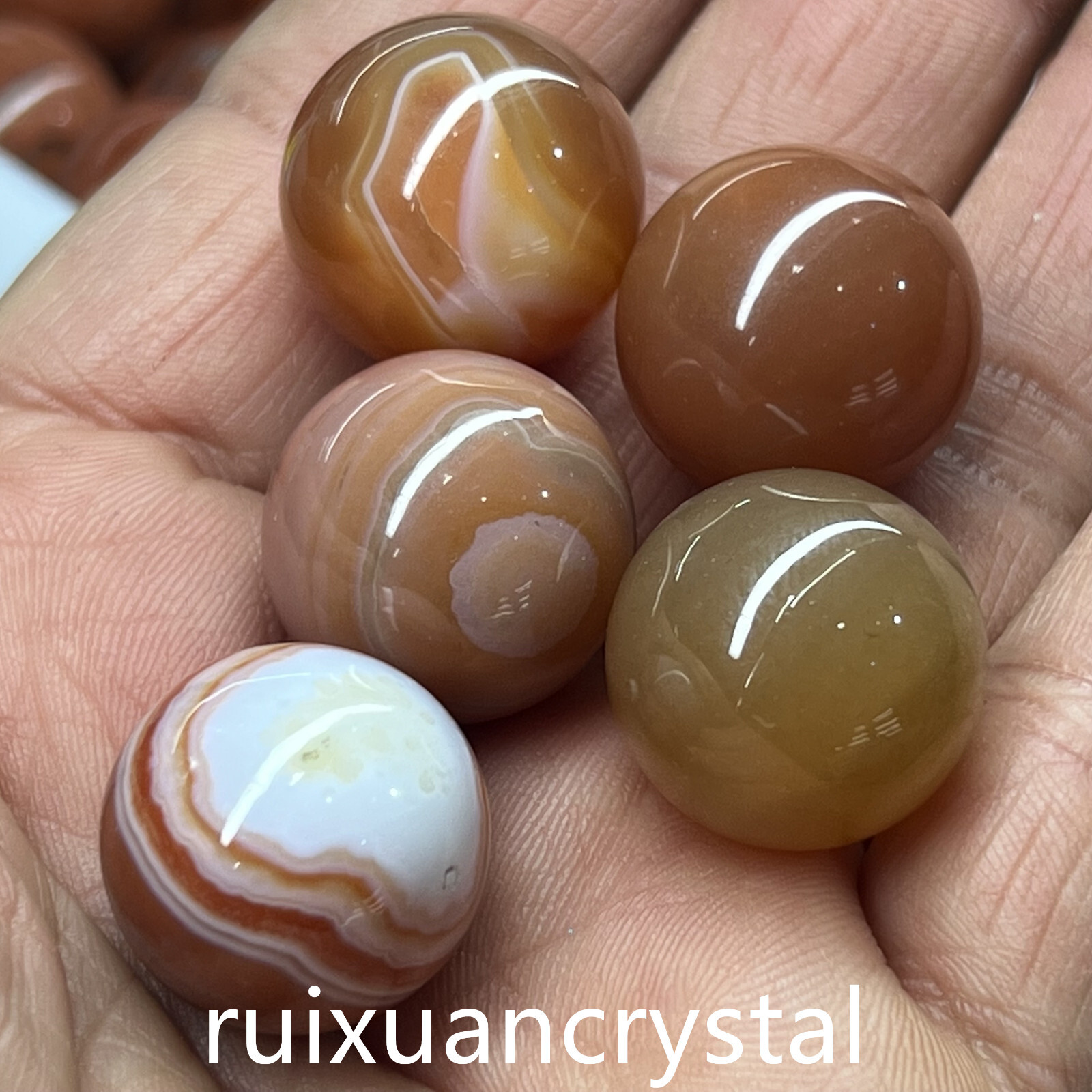 5pc Natural Agate Quartz Sphere Crystal Ball Reiki Healing 20mm