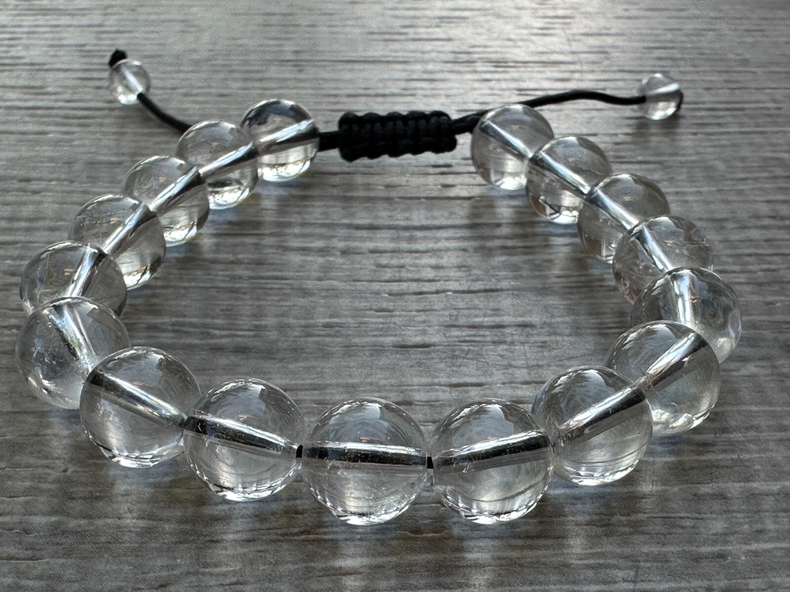 Grade A++ Clear Quartz Crystal Adjustable Bead Bracelet 10mm, Genuine Gemstone