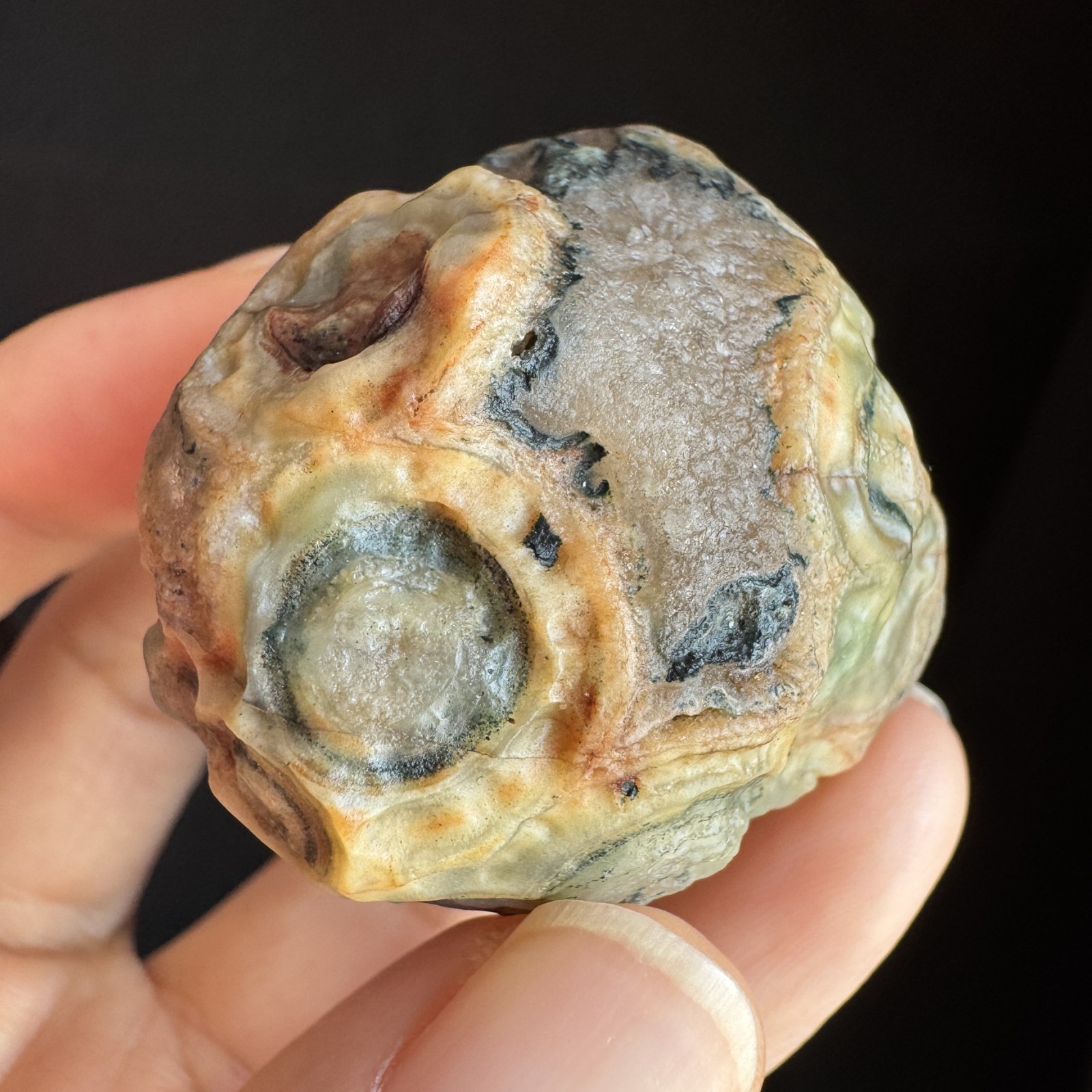 5cm/87g Natural Big Alxa Gobi Desert Colorful Eye Agate, Mongolia-1001