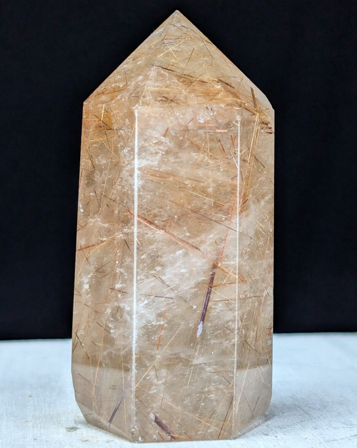 Golden Rutile Tower Rutilated Point Crystal Quartz Chakra Gemstone