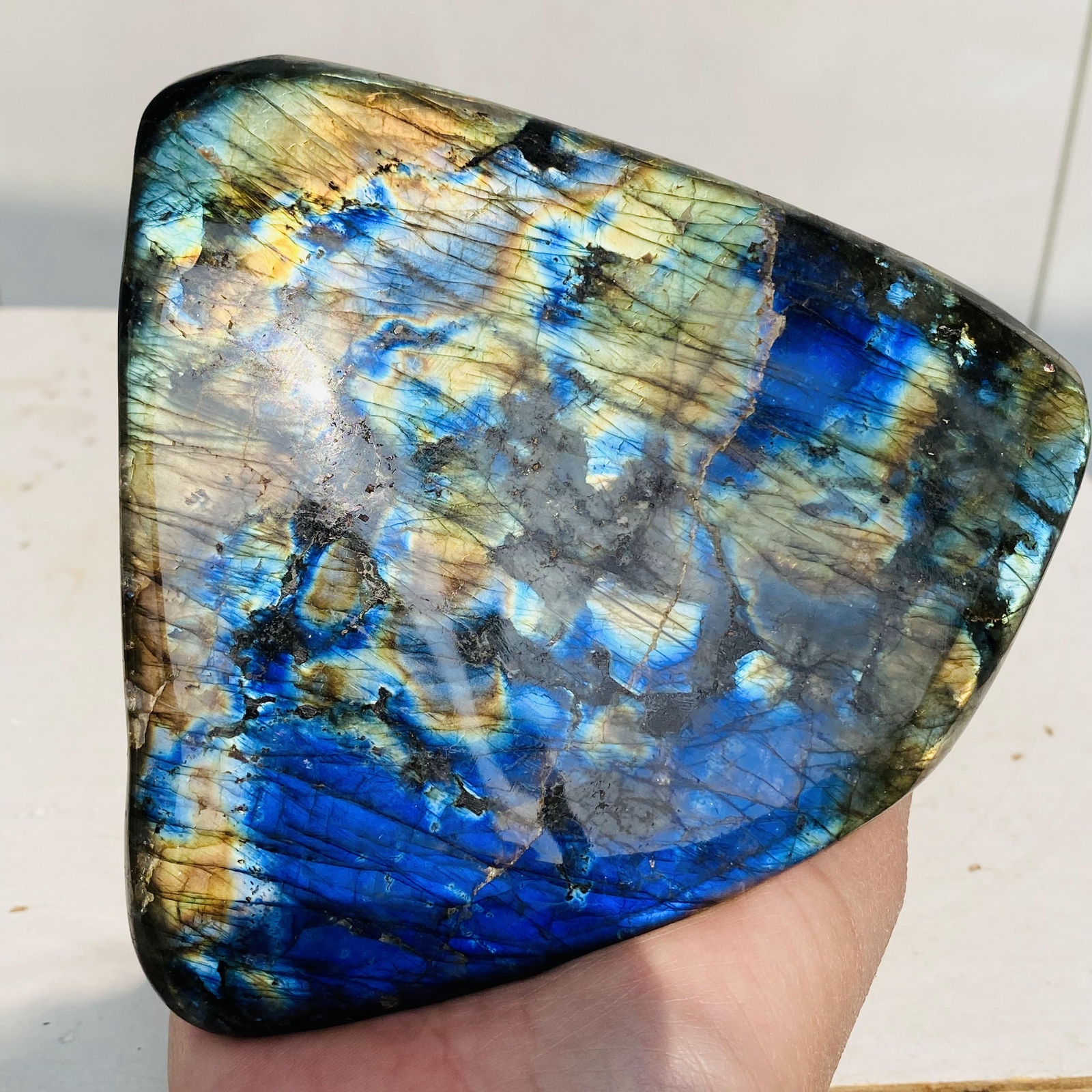 Natural Labradorite Quartz Crystal Freeform Mineral Specimen Healing 1240g