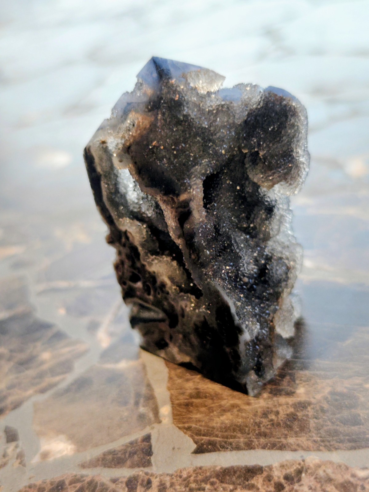 Rare Black Sphalerite Quartz Crystal Chunk, Crystal Gemstone
