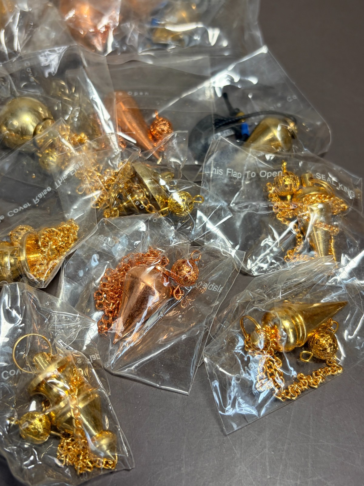40 Brass Pendulums Bulk Resale Lot Mixed Shapes NOS