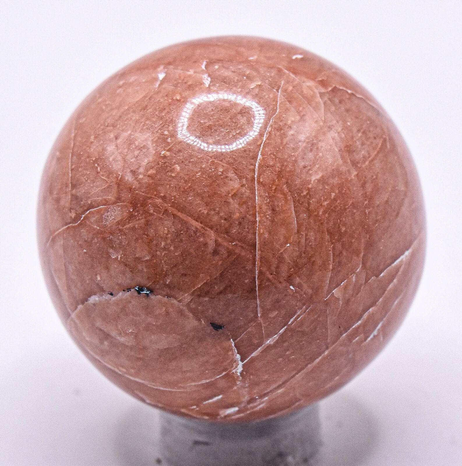 36mm Orange Peach Moonstone Sphere Polished Feldspar Crystal Mineral Ball India