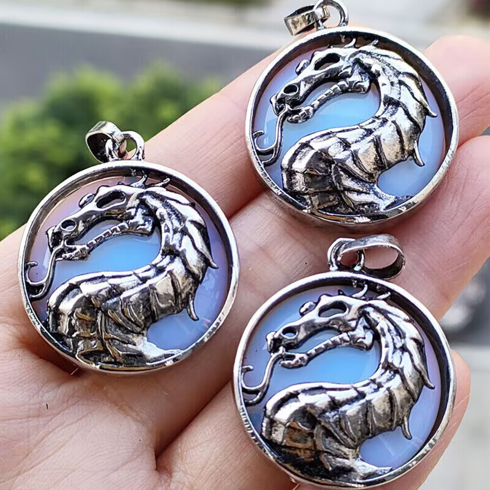 1x Natural Round Crystal Chinese Dragon Pendant Stone Jewelry Healing Reiki Gift
