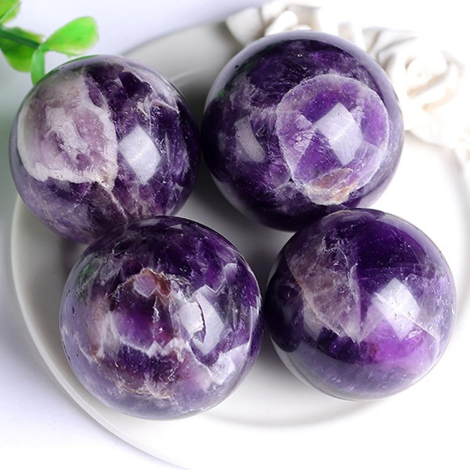 1.57-1.97inch/4-5cm Natural Amethyst Crystal Ball, Hand Polished Purple Cryst…