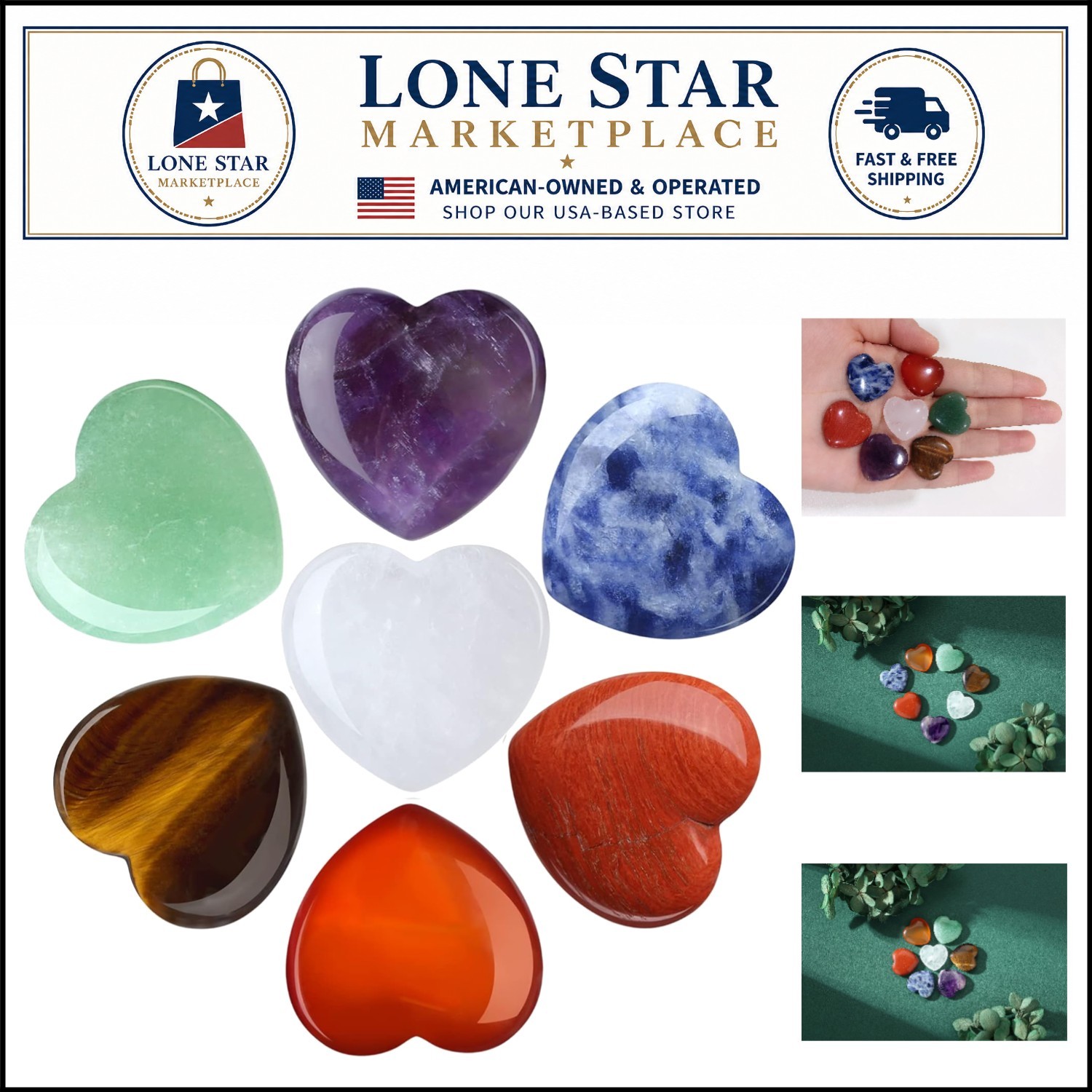 7 Chakra Love Stones Set – Polished Gemstones for Emotion & Balance 0.8 Inches