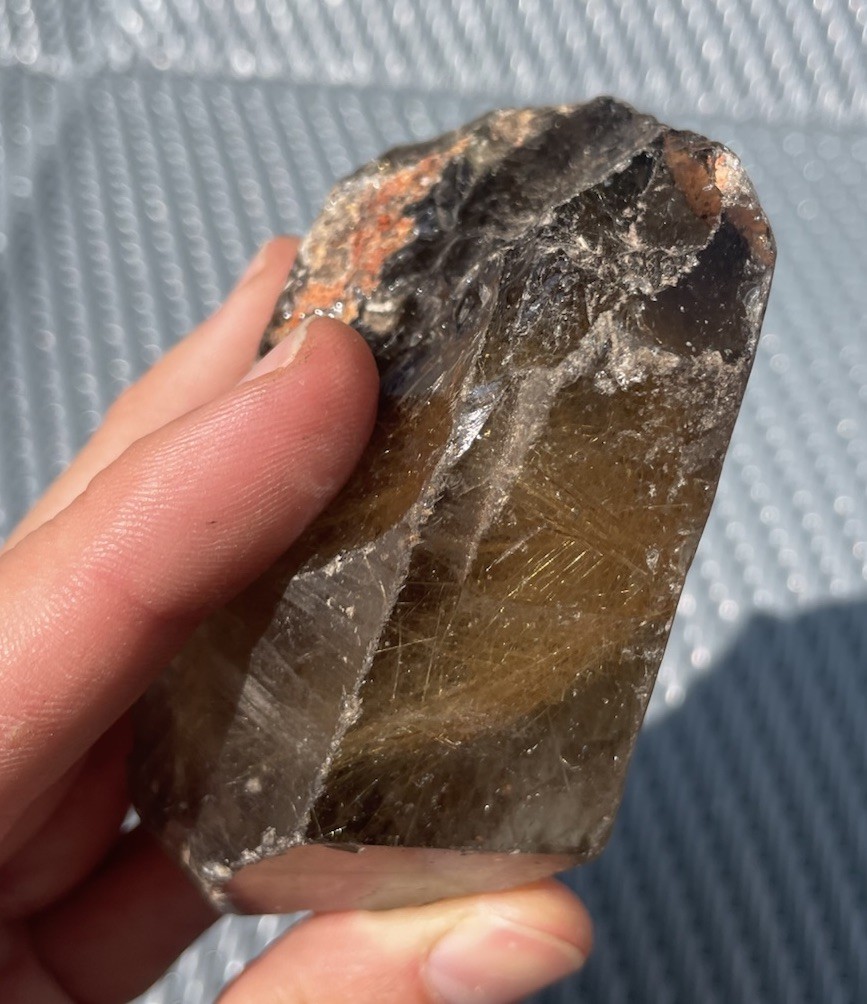 Golden Rutile Smoky Quartz Rough Gemstone 290g Crystal Lapidary