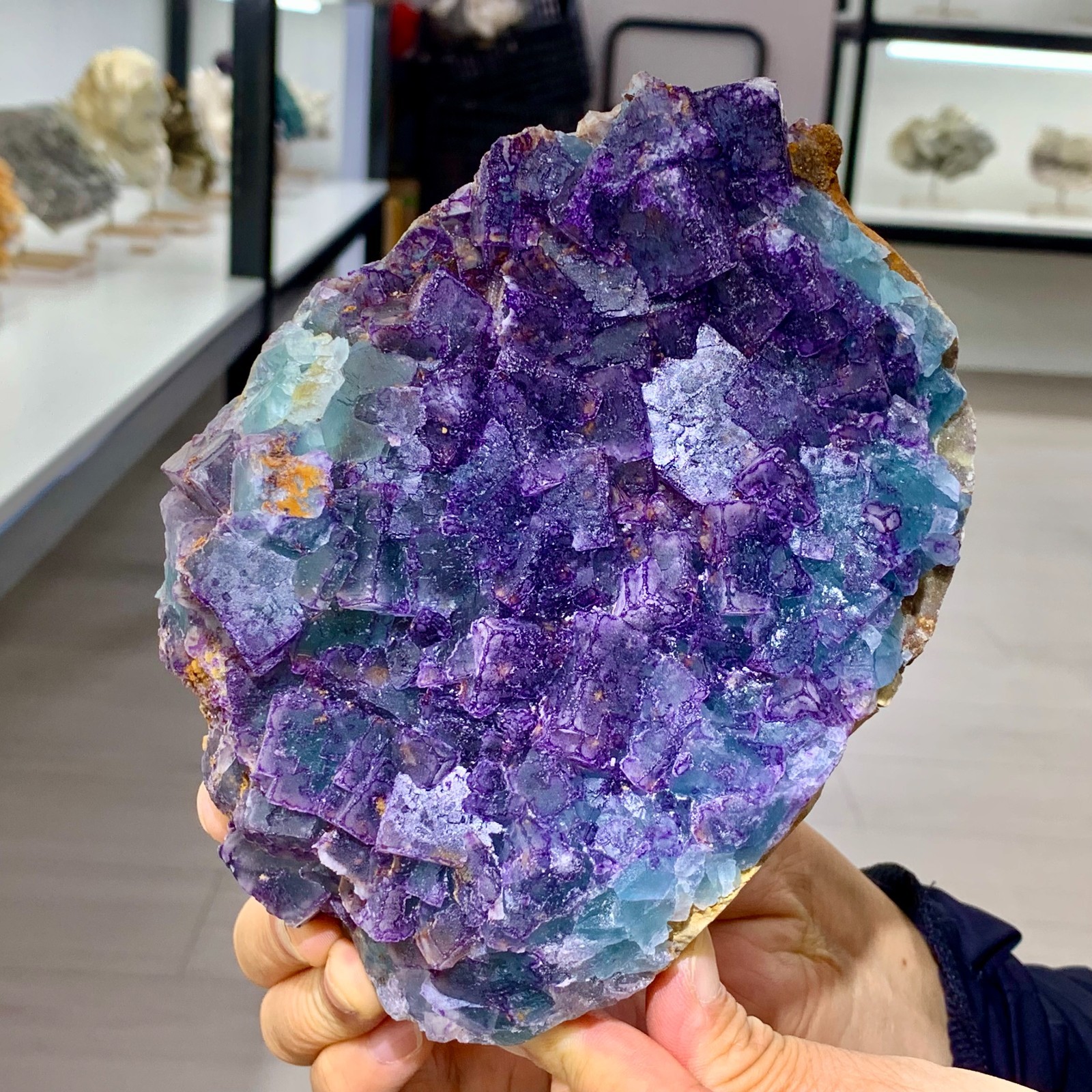 3.52LB Rare transparent purple-blue fluorite cube mineral crystal sample/China