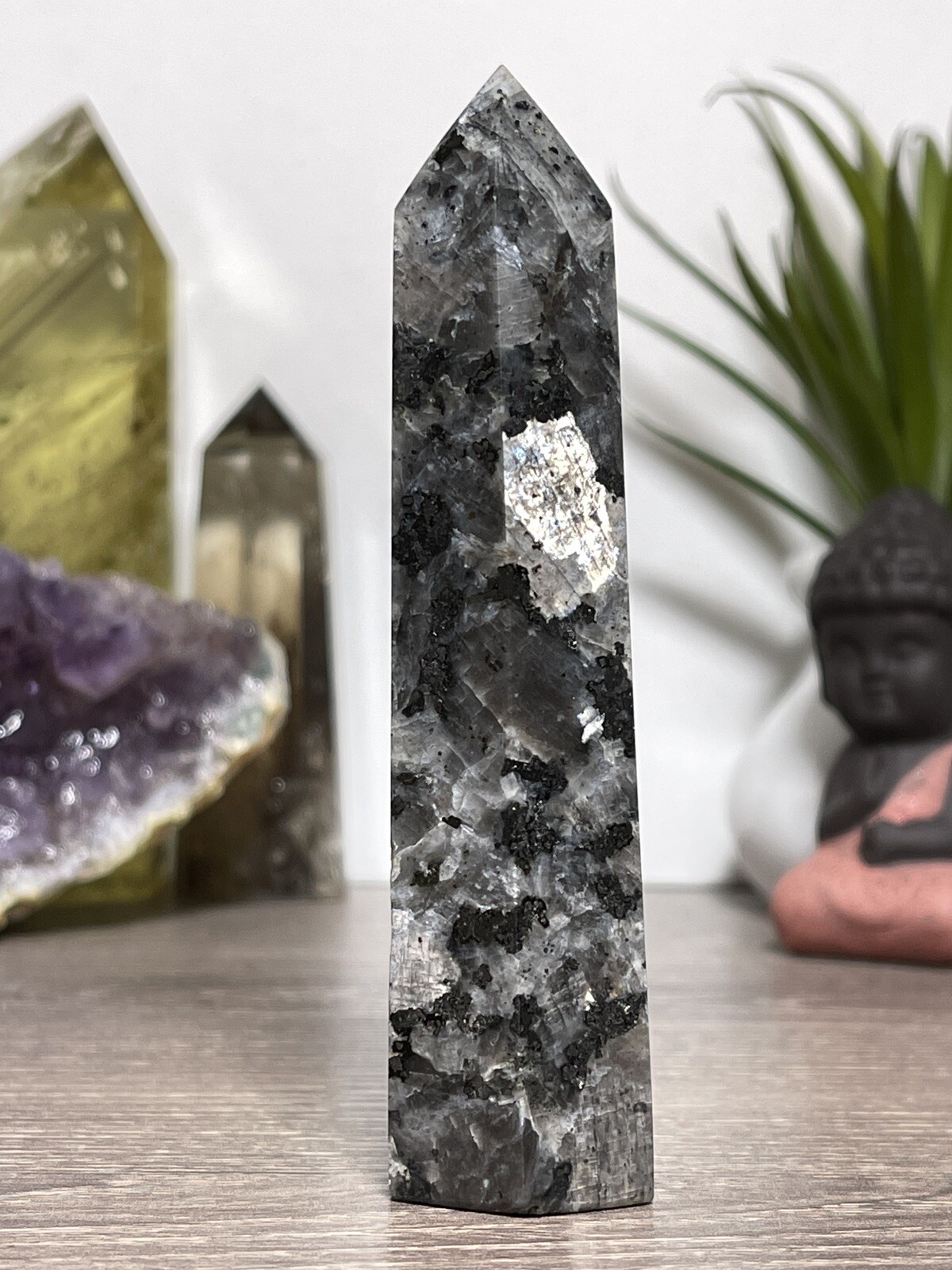 LARVIKITE TOWER – Feldspar Mineral Stone Reiki Chakra Wiccan Magick Yoga Decor